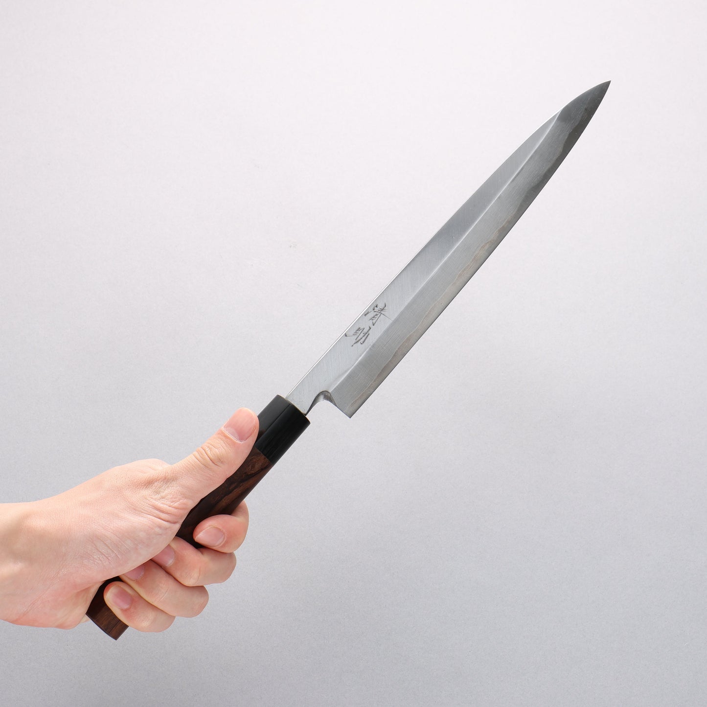 清助 青紙 霞研 柳刃包丁 240mm 紫檀柄 - 清助刃物