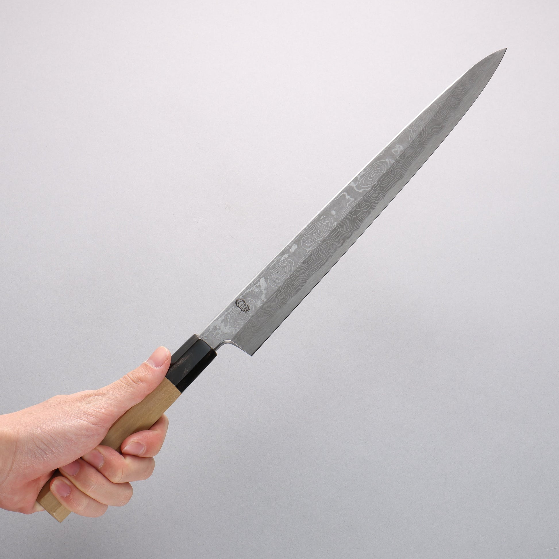 菊月 青一鋼 ダマスカス 柳刃包丁 300mm 朴柄 - 清助刃物