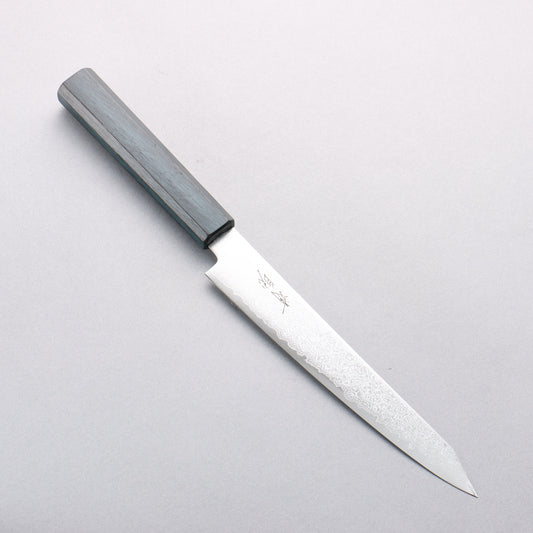 清助 V金10号 ダマスカス 切付ペティナイフ 180mm 樫 (藍染め)柄 - 清助刃物