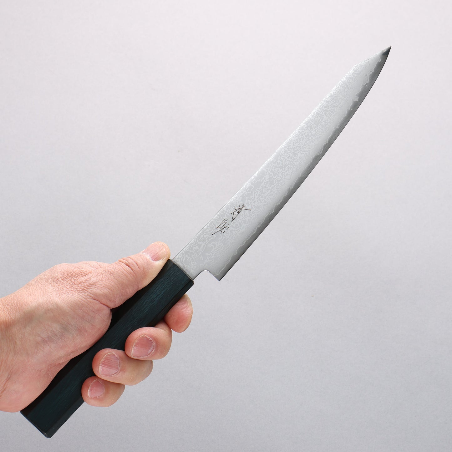 清助 V金10号 ダマスカス 切付ペティナイフ 180mm 樫 (藍染め)柄 - 清助刃物