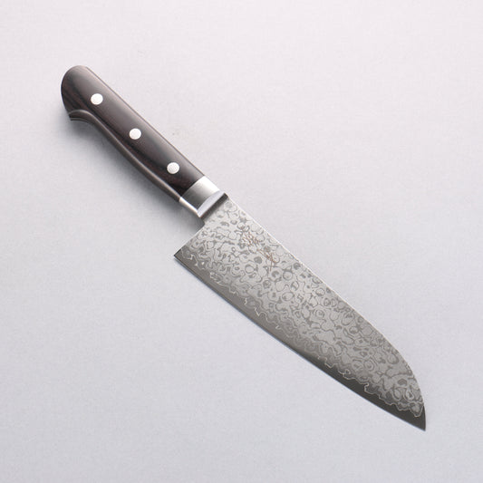 清助 V金10号 8層ダマスカス 磨き仕上げ 三徳包丁 165mm 黒合板柄 - 清助刃物