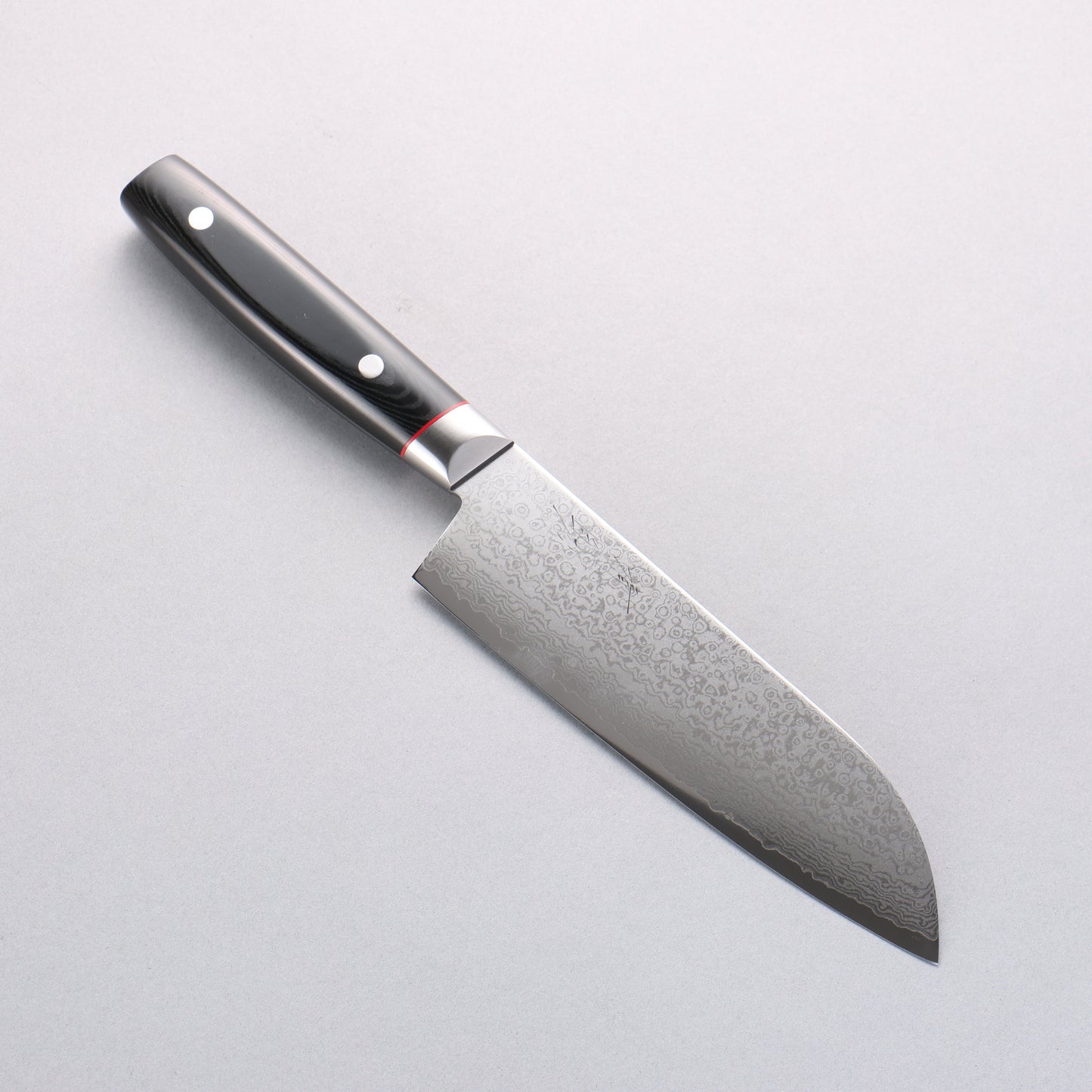 清助 彩雲 V金10号 ダマスカス 三徳包丁 170mm 黒マイカルタ柄 - 清助刃物