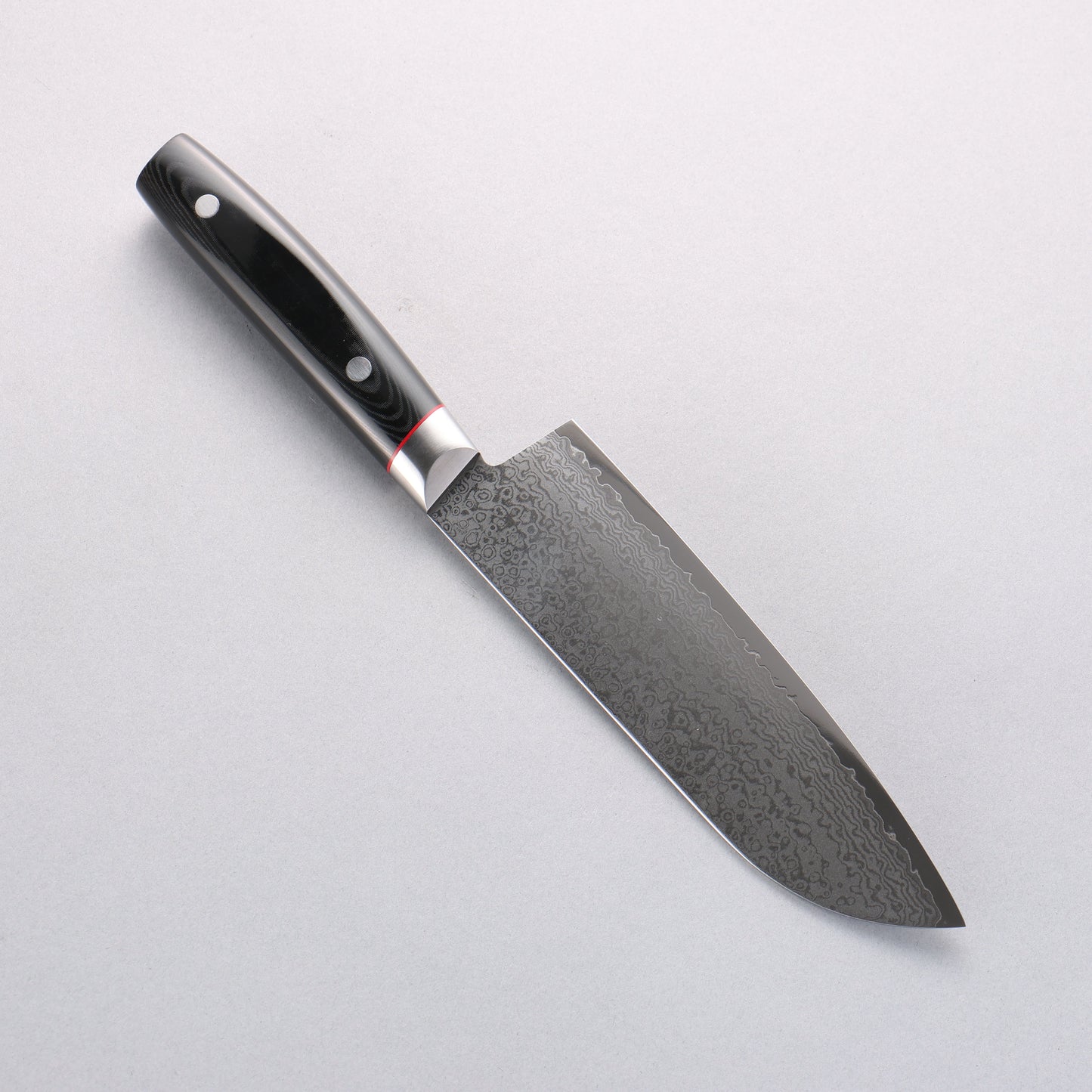 清助 彩雲 V金10号 ダマスカス 三徳包丁 170mm 黒マイカルタ柄 - 清助刃物