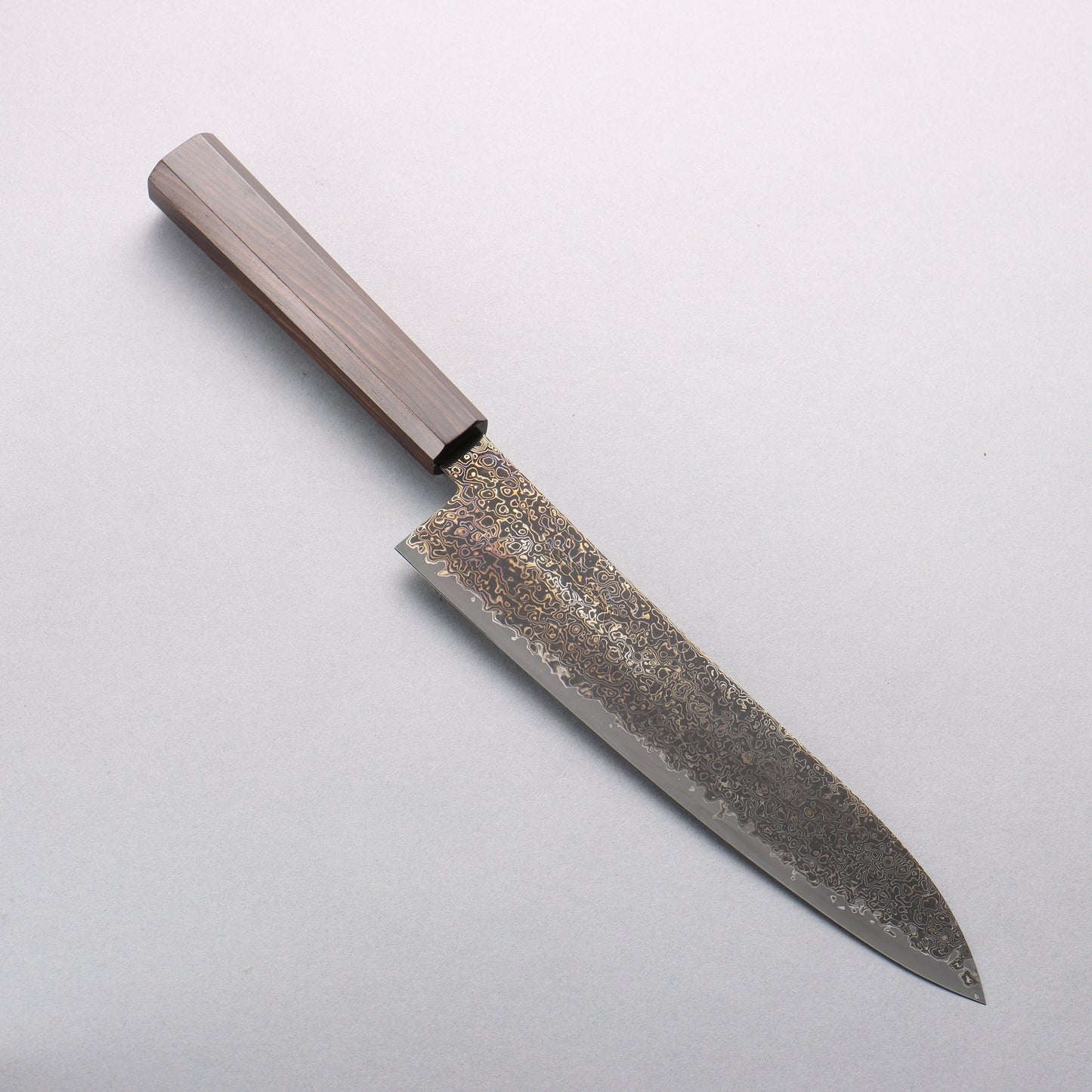 清助 SG2 黒ダマスカス 磨き仕上げ 牛刀包丁 210mm 黒檀柄 - 清助刃物