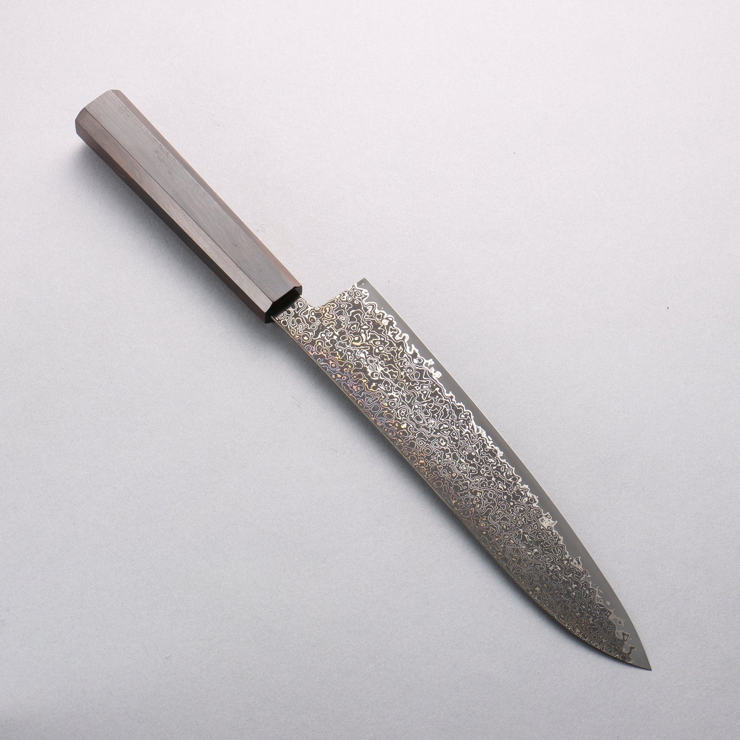清助 SG2 黒ダマスカス 磨き仕上げ 牛刀包丁 210mm 黒檀柄 - 清助刃物