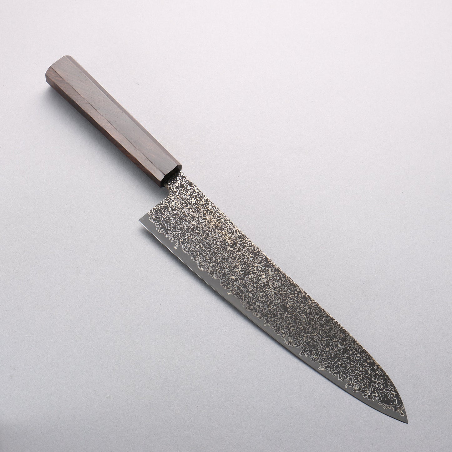 清助 SG2 黒ダマスカス 磨き仕上げ 牛刀包丁 240mm 黒檀柄 - 清助刃物