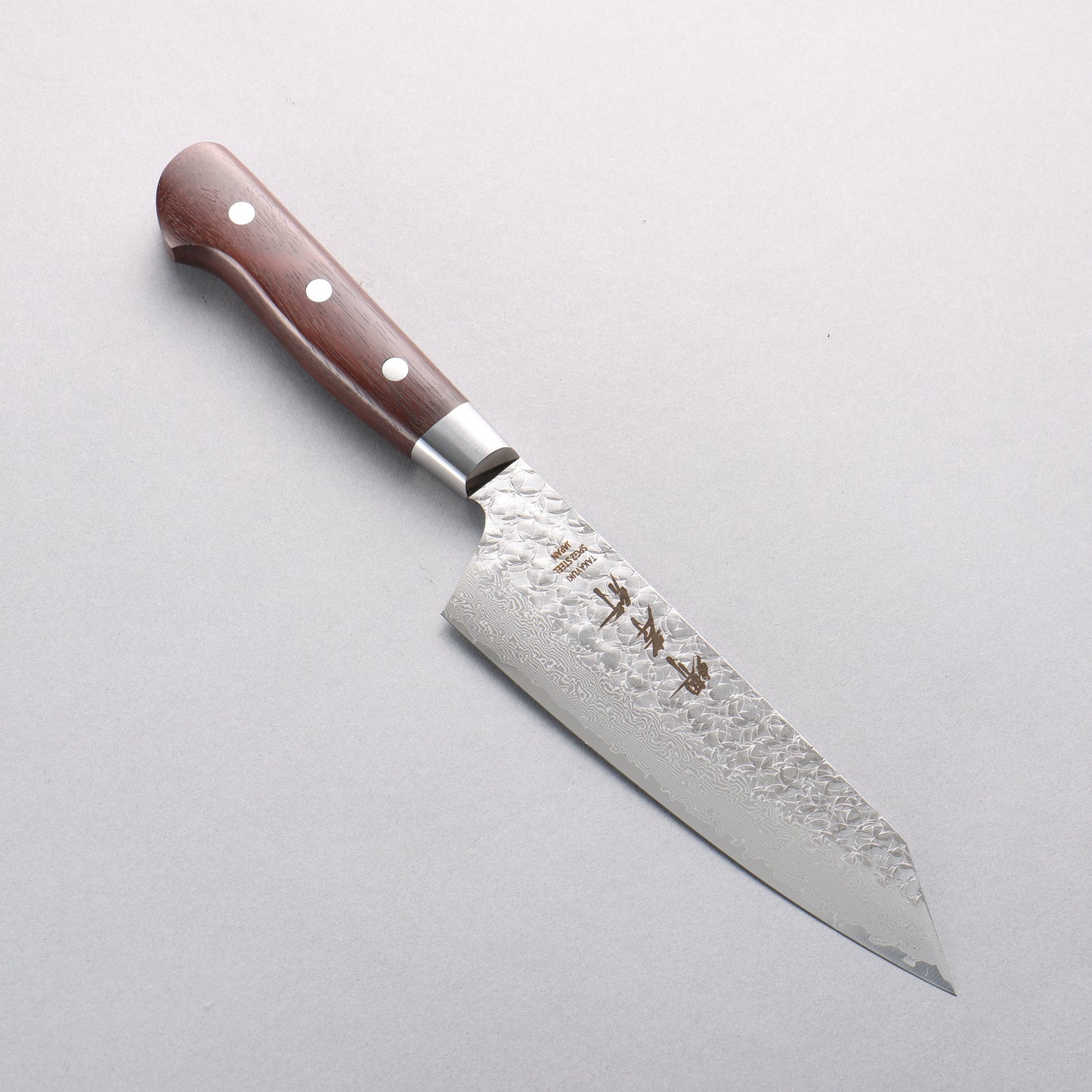 堺 孝行 SG2 鎚目 ダマスカス 磨き仕上げ 剣型三徳包丁 160mm 紫檀柄 - 清助刃物