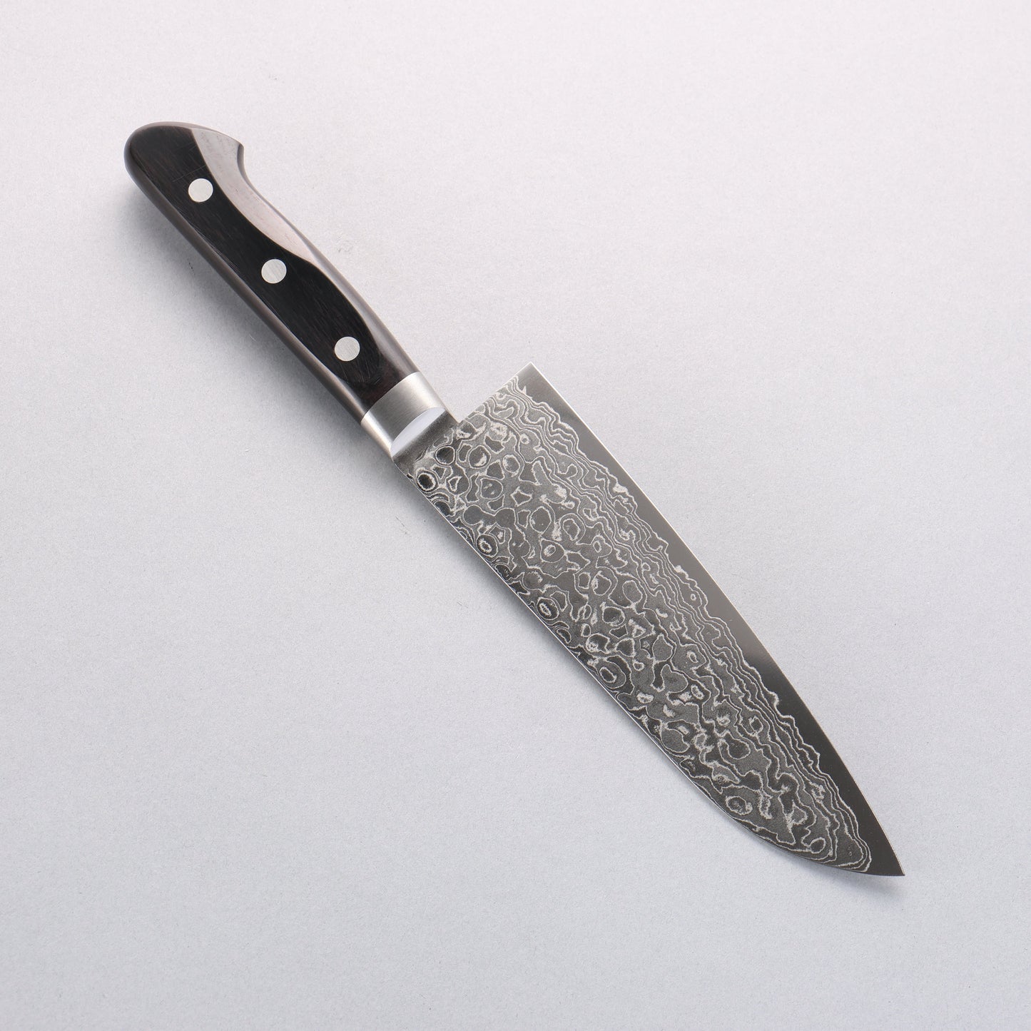 清助 鏡 AUS10 鏡面仕上げ ダマスカス 三徳包丁 170mm 黒合板柄 - 清助刃物