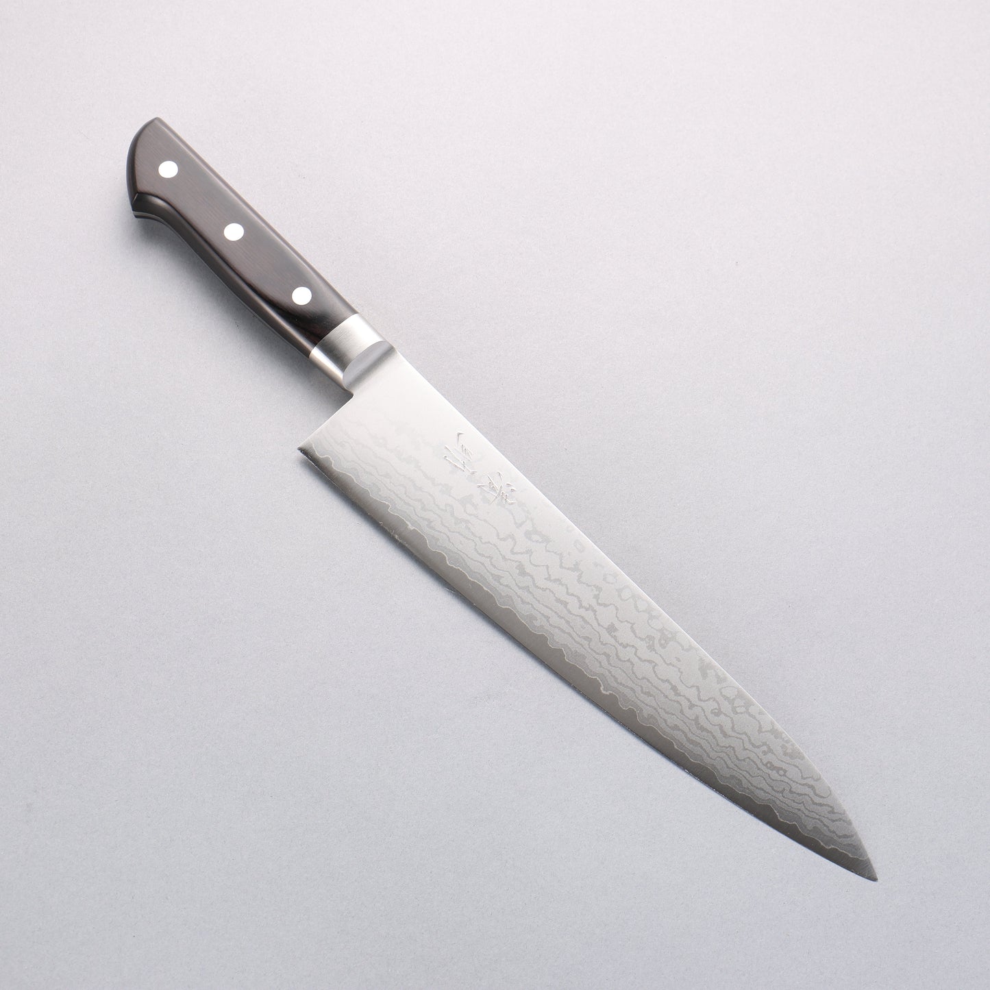 清助 V金10号 ダマスカス 牛刀包丁 240mm 黒合板柄 - 清助刃物