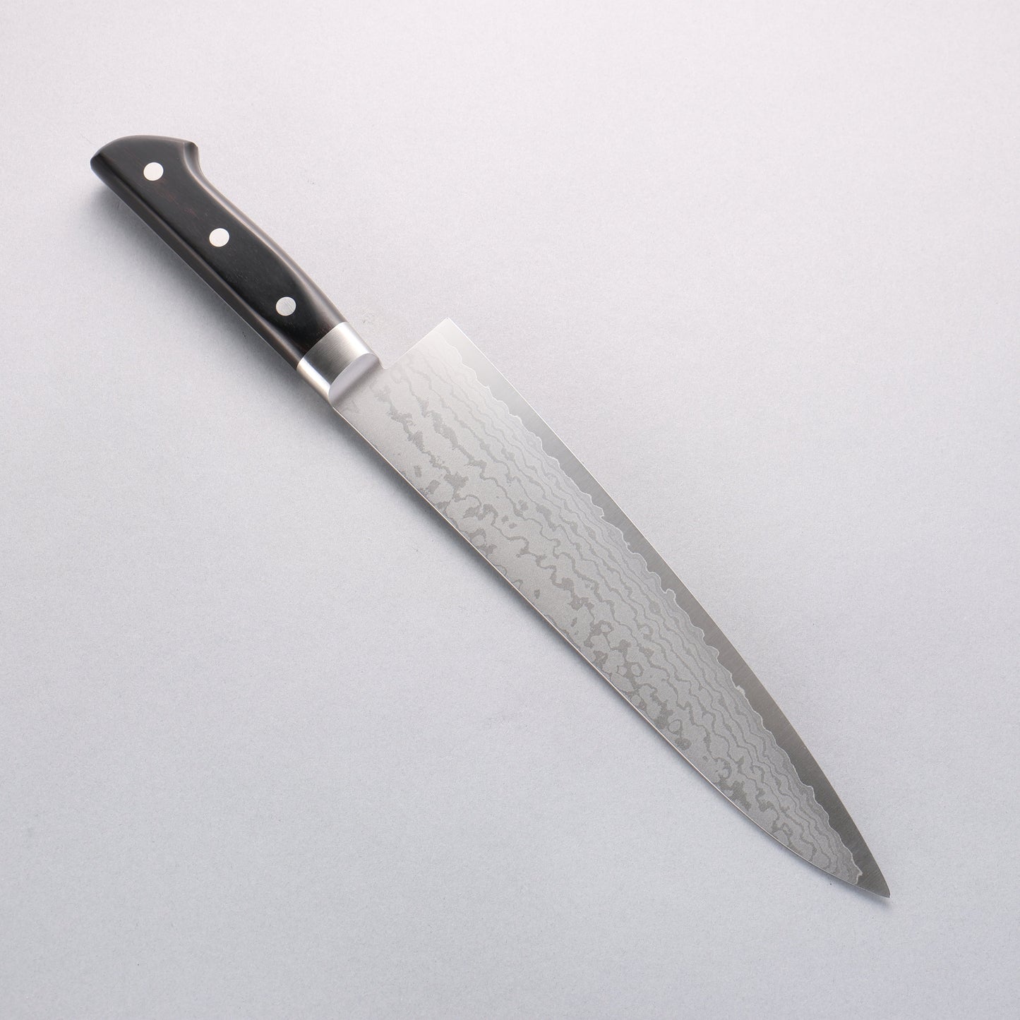 清助 V金10号 ダマスカス 牛刀包丁 240mm 黒合板柄 - 清助刃物