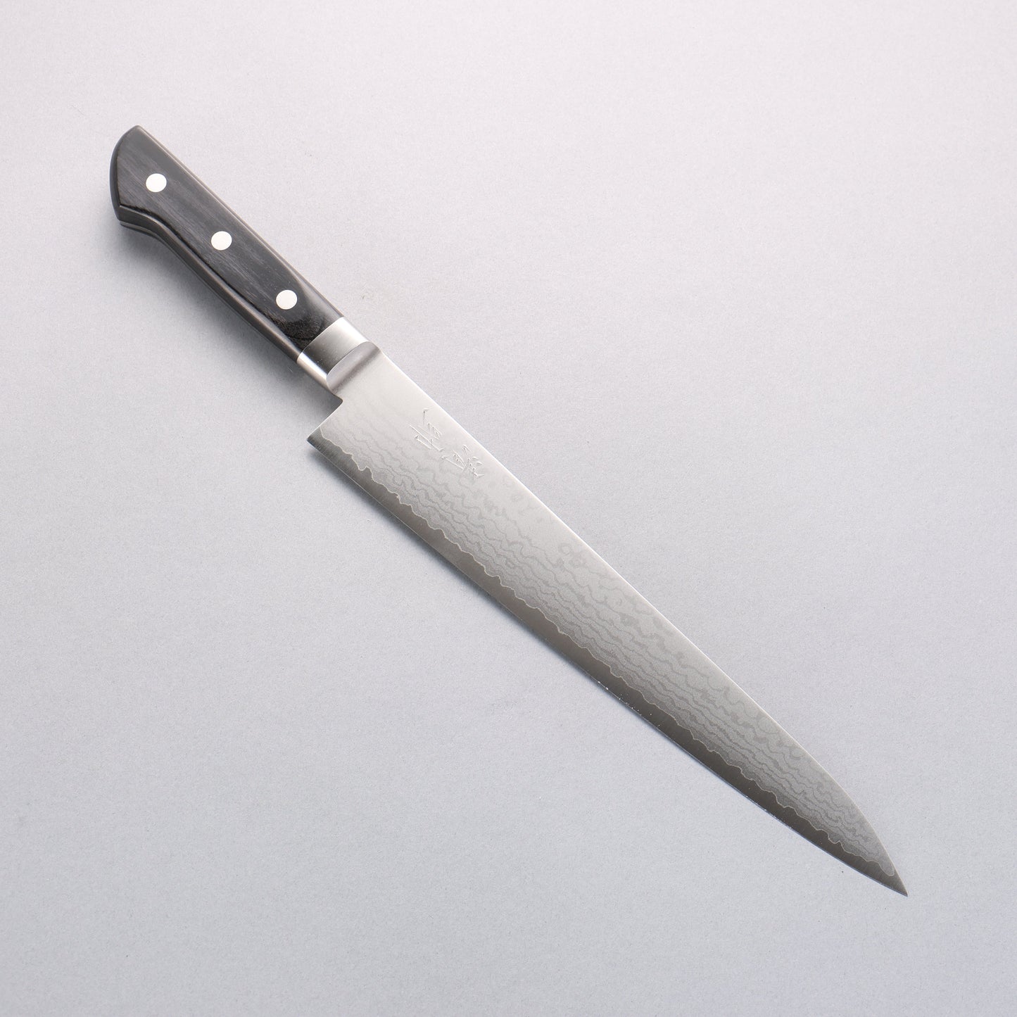 清助 V金10号 ダマスカス 筋引包丁 240mm 黒合板柄 - 清助刃物