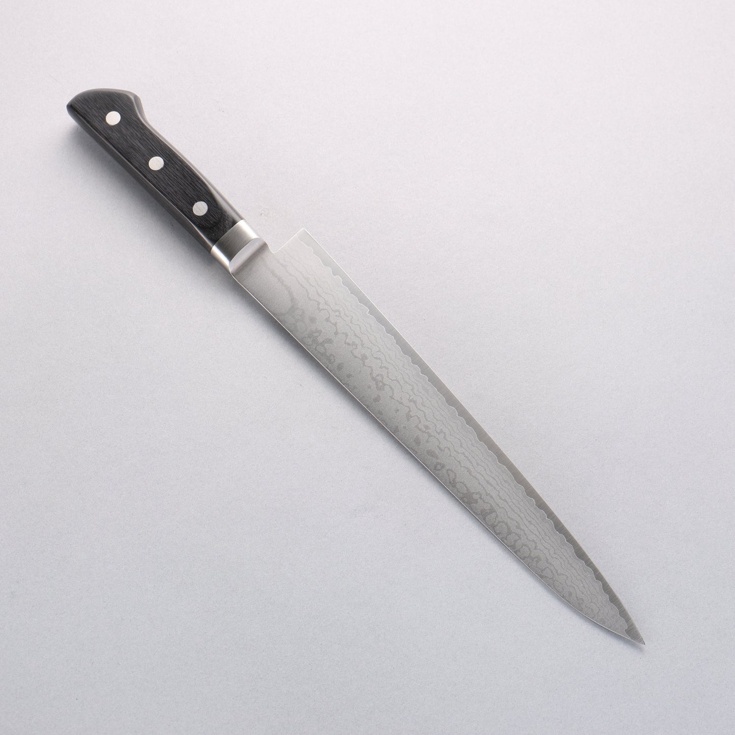 清助 V金10号 ダマスカス 筋引包丁 240mm 黒合板柄 - 清助刃物