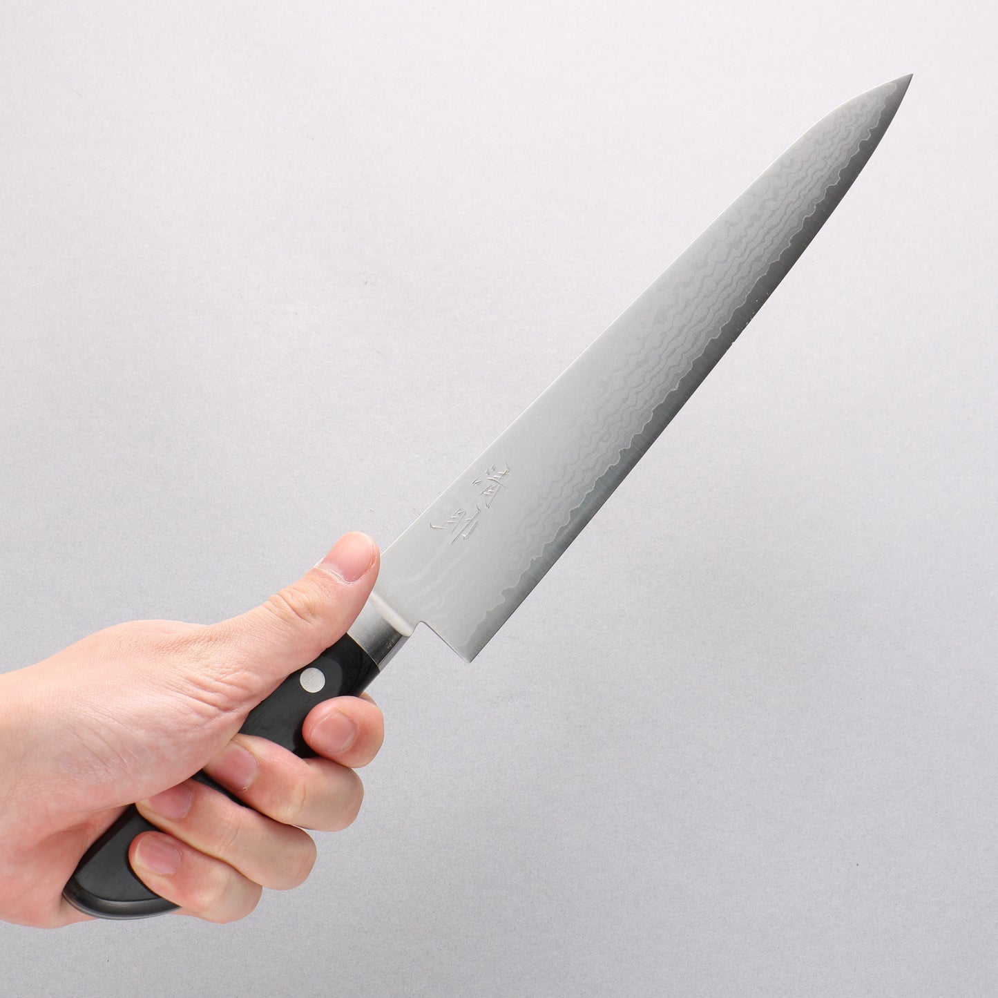 清助 V金10号 ダマスカス 筋引包丁 240mm 黒合板柄 - 清助刃物