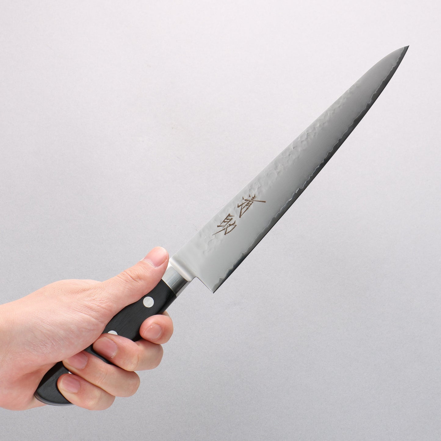清助 V金5号 鎚目 霞研 筋引包丁 240mm 黒合板柄 - 清助刃物