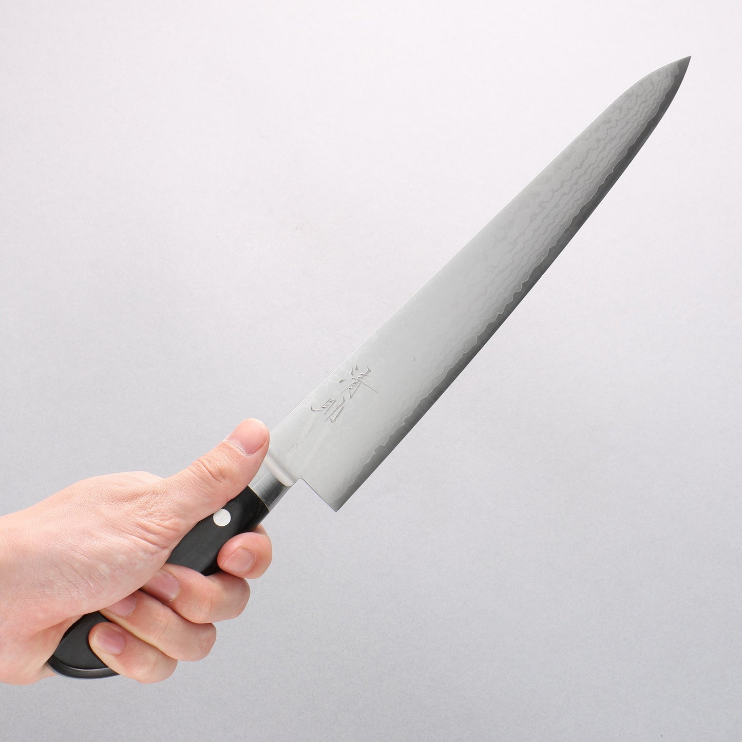 清助 V金10号 ダマスカス 筋引包丁 270mm 黒合板柄 - 清助刃物