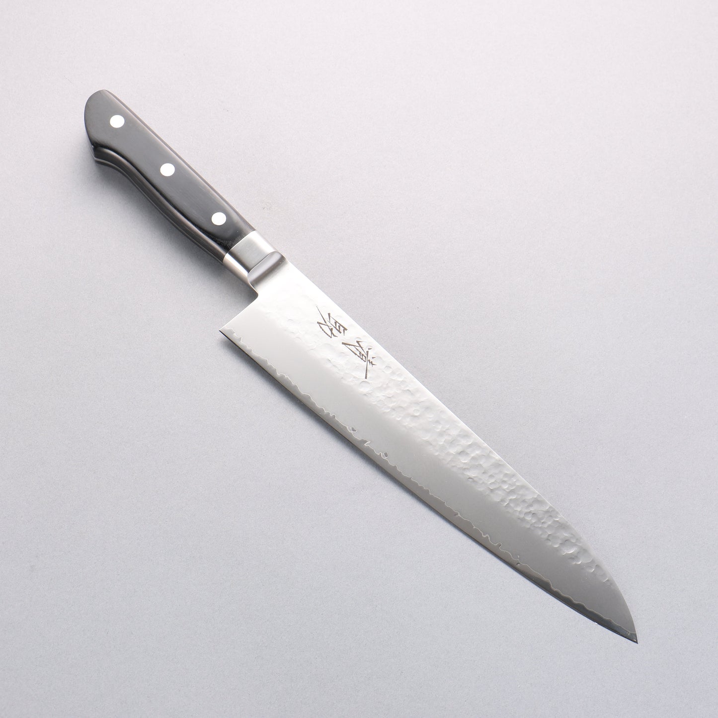 清助 V金5号 鎚目 霞研 牛刀包丁 240mm 黒合板柄 - 清助刃物