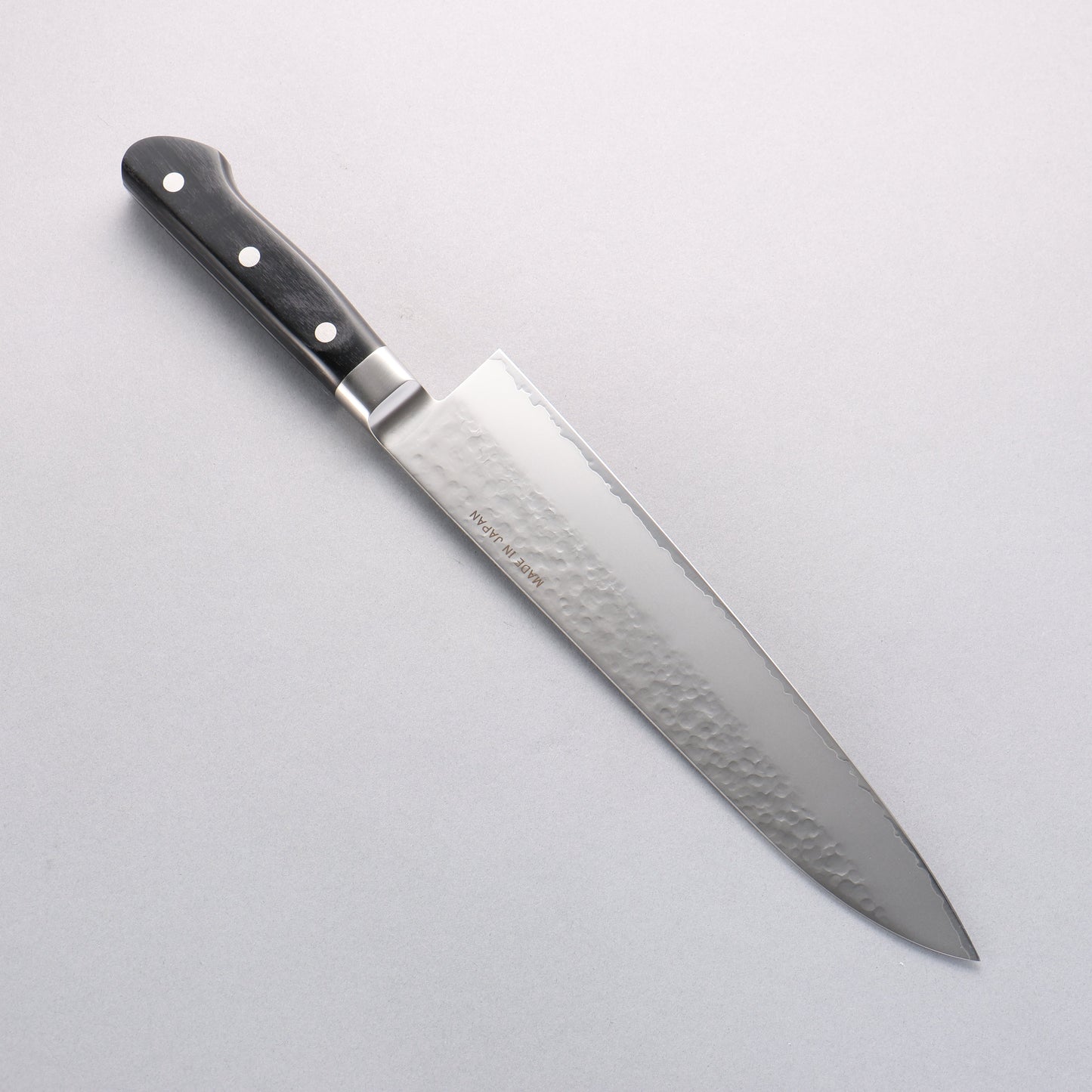 清助 V金5号 鎚目 霞研 牛刀包丁 240mm 黒合板柄 - 清助刃物