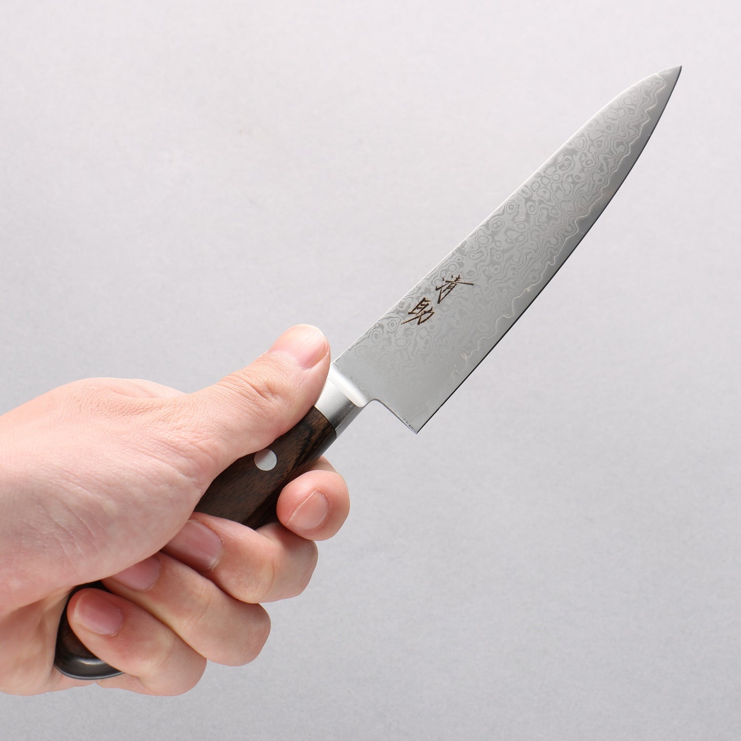 清助 VG10 33層 ダマスカス ペティーナイフ 135mm 茶合板柄 - 清助刃物