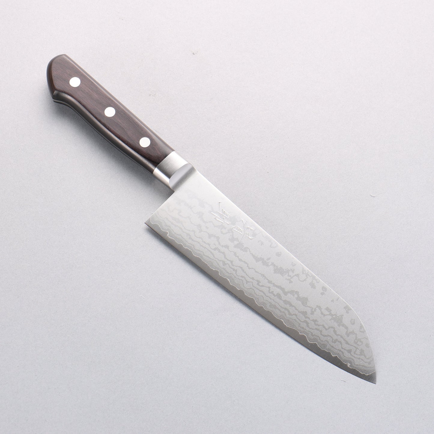 清助 V金10号 ダマスカス 三徳包丁 165mm 黒合板柄 - 清助刃物