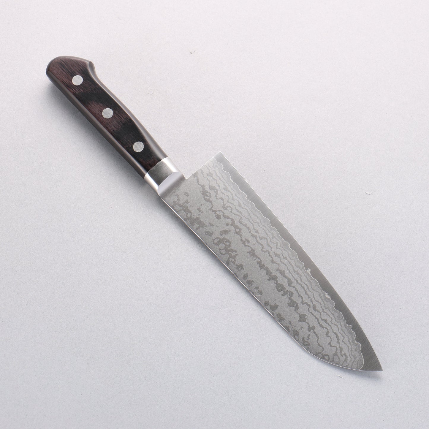 清助 V金10号 ダマスカス 三徳包丁 165mm 黒合板柄 - 清助刃物