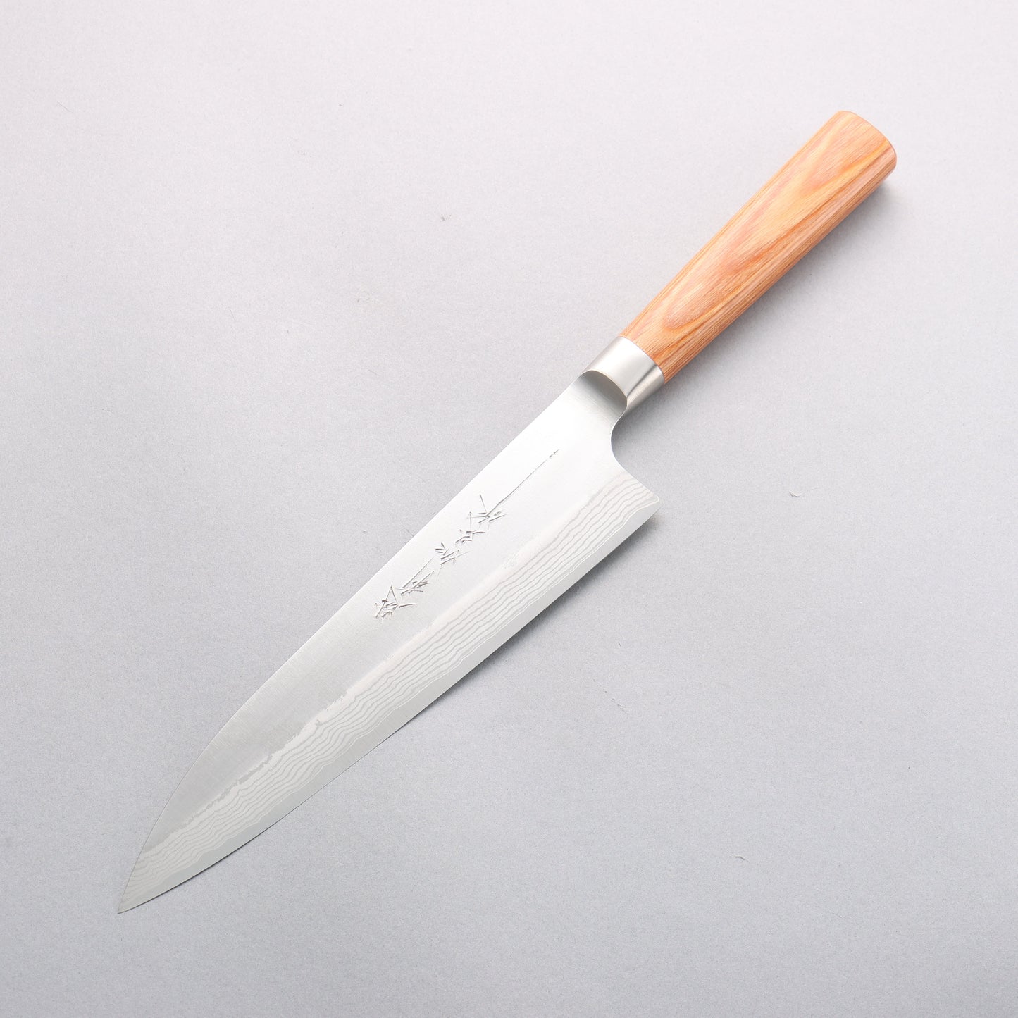 加茂刃物 V金10号 ダマスカス 牛刀包丁 210mm 茶合板柄 - 清助刃物