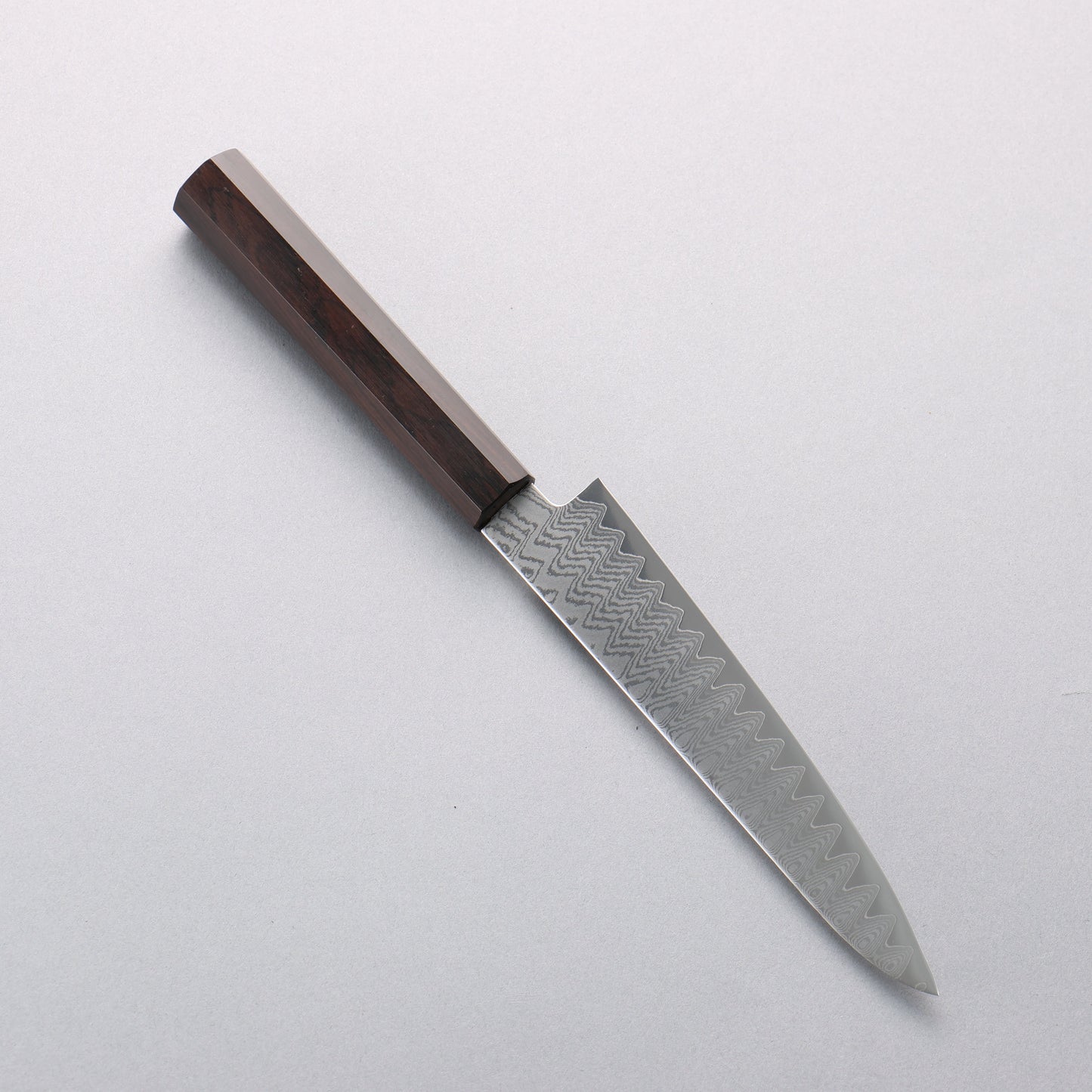 寛丈 V金10号 ダマスカス ペティーナイフ 150mm 黒檀柄 - 清助刃物