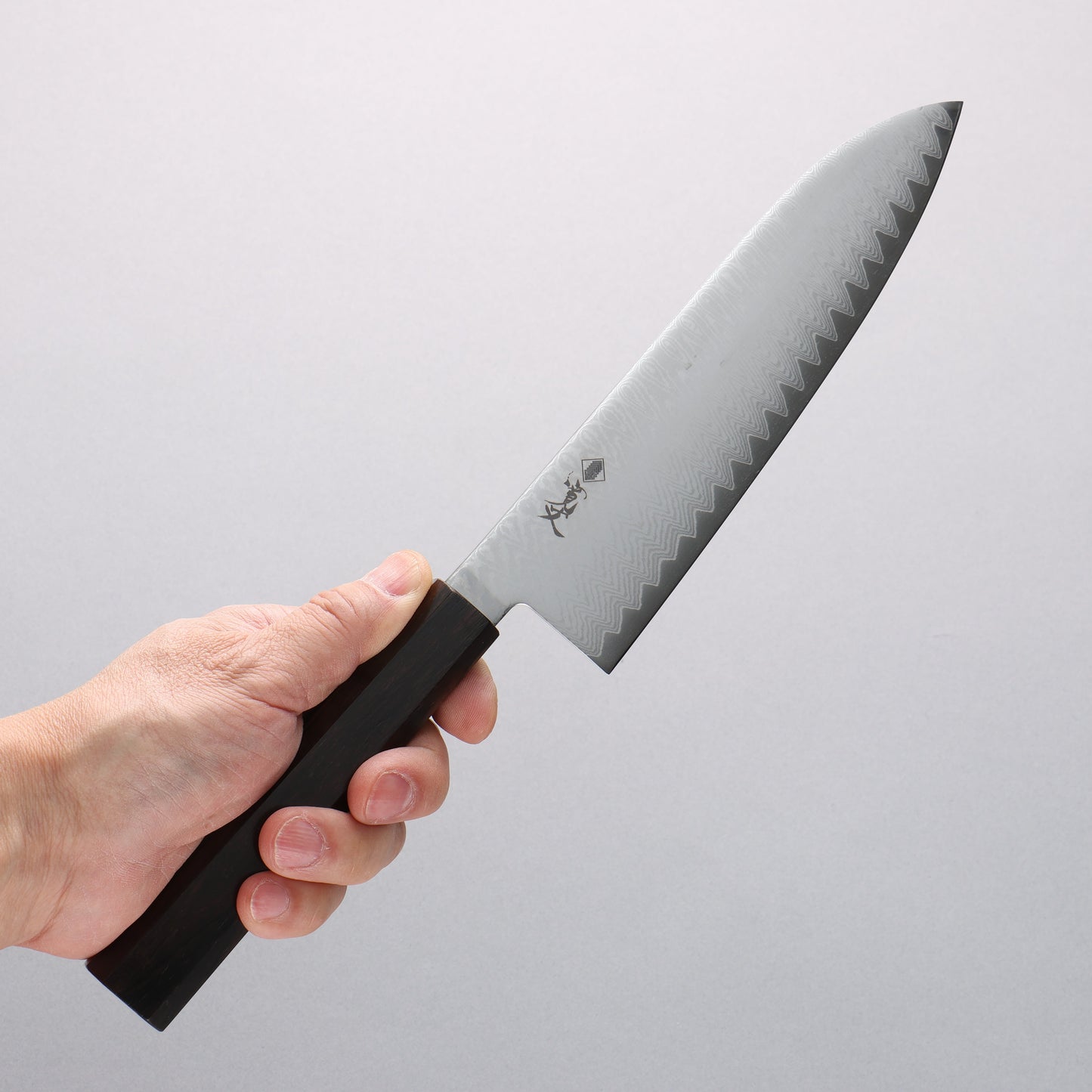 寛丈 V金10号 ダマスカス 三徳包丁 180mm 黒檀柄 - 清助刃物