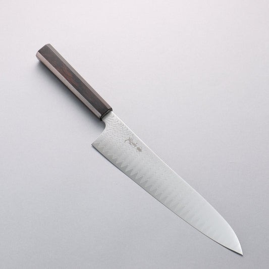 寛丈 V金10号 ダマスカス 牛刀包丁 240mm 黒檀柄 - 清助刃物