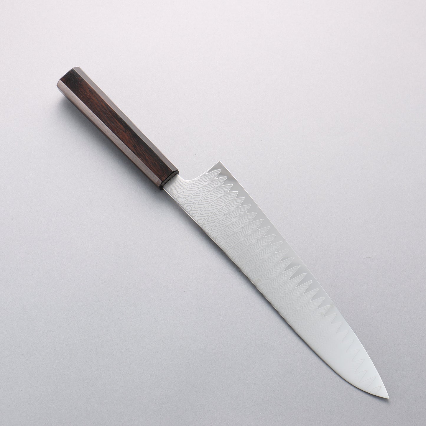 寛丈 V金10号 ダマスカス 牛刀包丁 240mm 黒檀柄 - 清助刃物