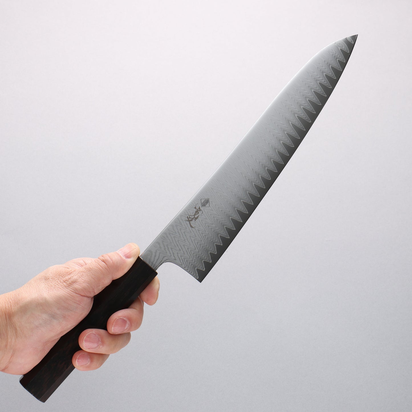 寛丈 V金10号 ダマスカス 牛刀包丁 240mm 黒檀柄 - 清助刃物