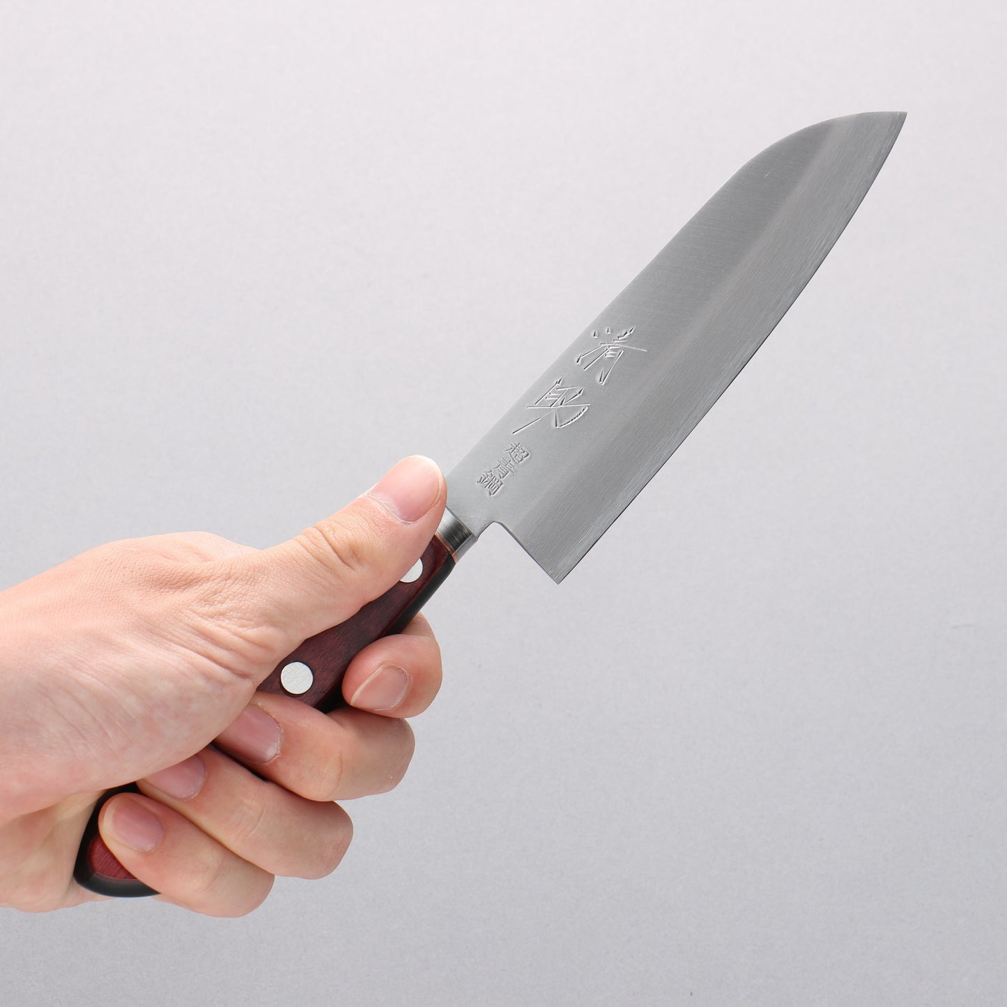 清助 青スーパー鋼 磨き仕上げ 小三徳包丁 140mm 赤黒合板柄 - 清助刃物