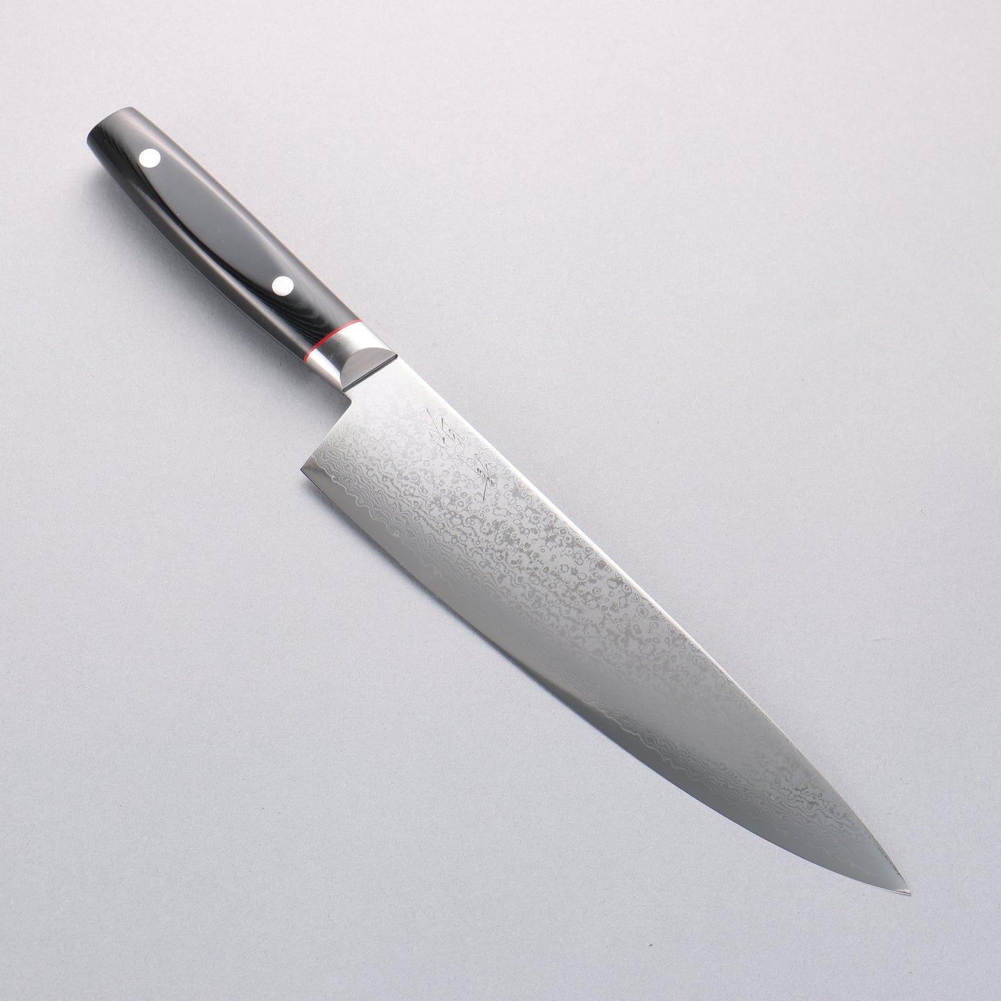 清助 彩雲 V金10号 ダマスカス 牛刀包丁 230mm 黒マイカルタ柄 - 清助刃物