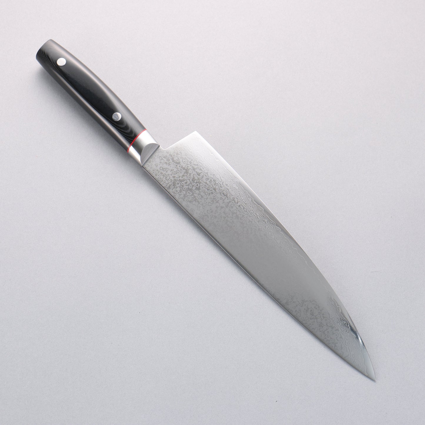 清助 彩雲 V金10号 ダマスカス 牛刀包丁 230mm 黒マイカルタ柄 - 清助刃物