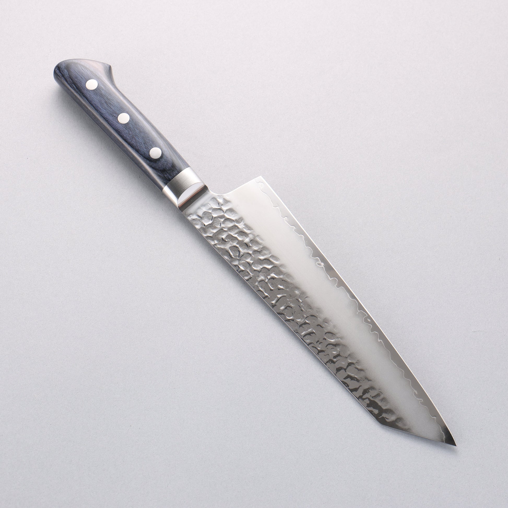 清助 青槌 AUS10 鎚目 切付三徳包丁 195mm 合板 (紺色)柄 鞘付き - 清助刃物