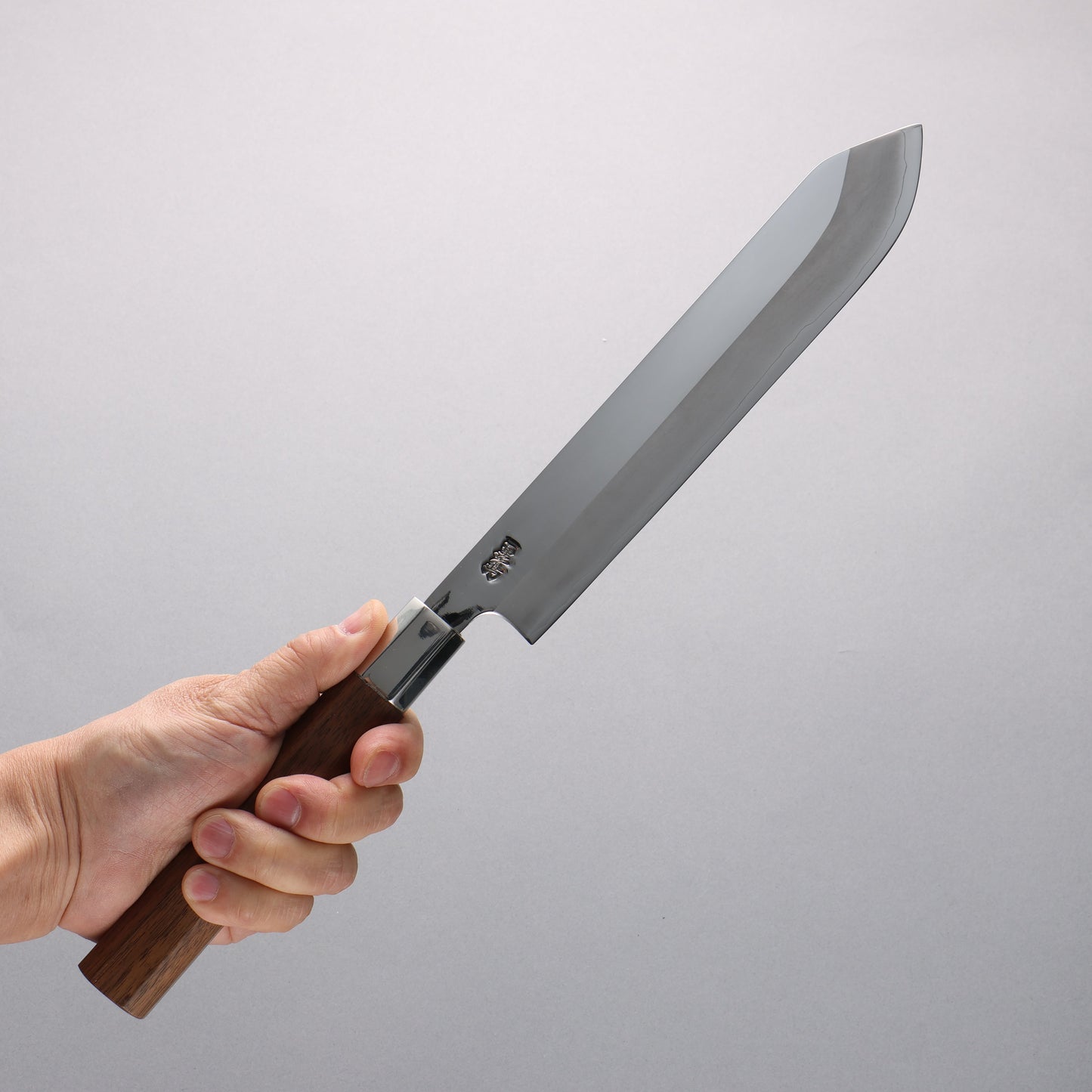 黒鳥 銀三鋼 磨き仕上げ 鰹包丁 210mm ウォルナット柄 - 清助刃物