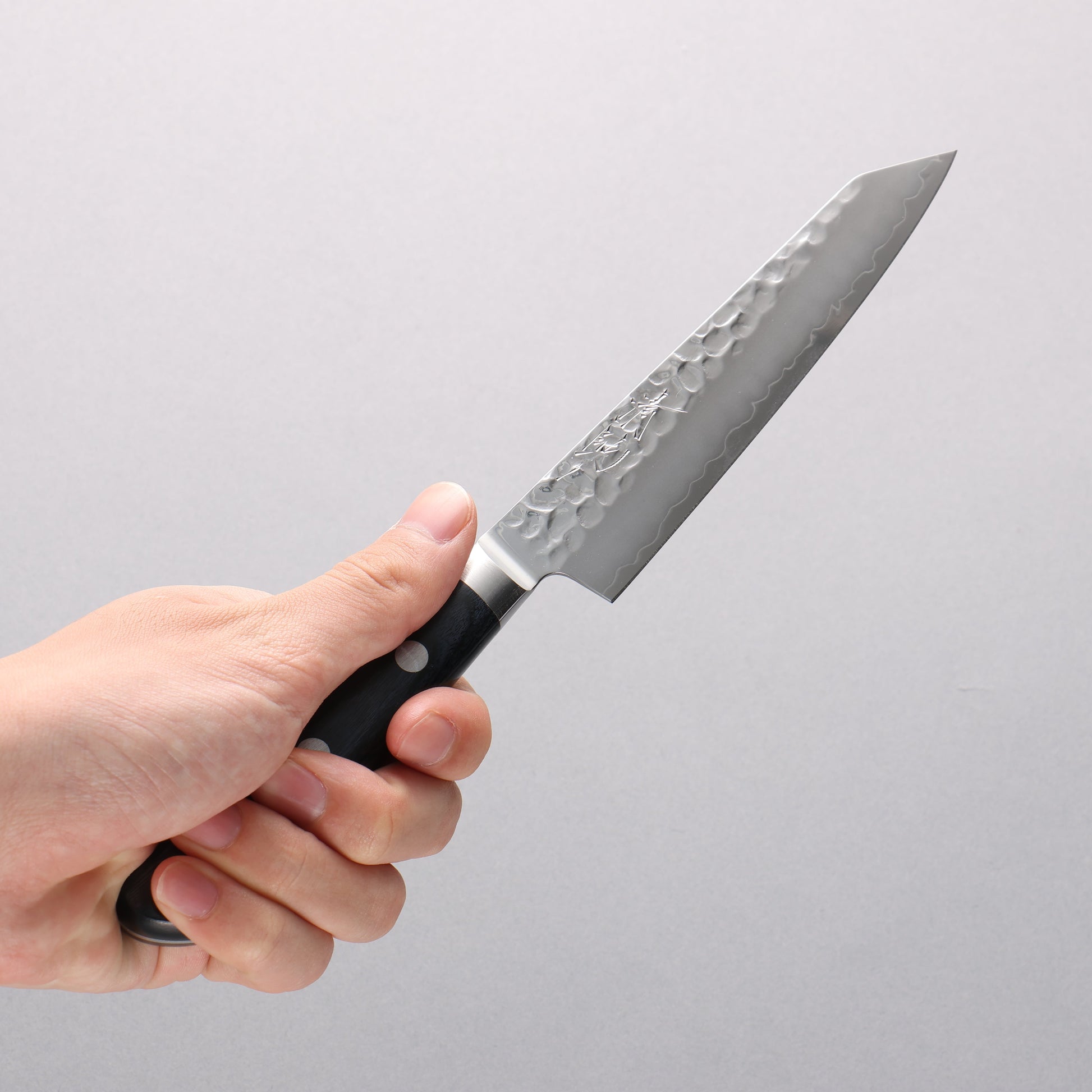 清助 青槌 AUS10 鎚目 切付ペティナイフ 145mm 合板 (紺色)柄 - 清助刃物