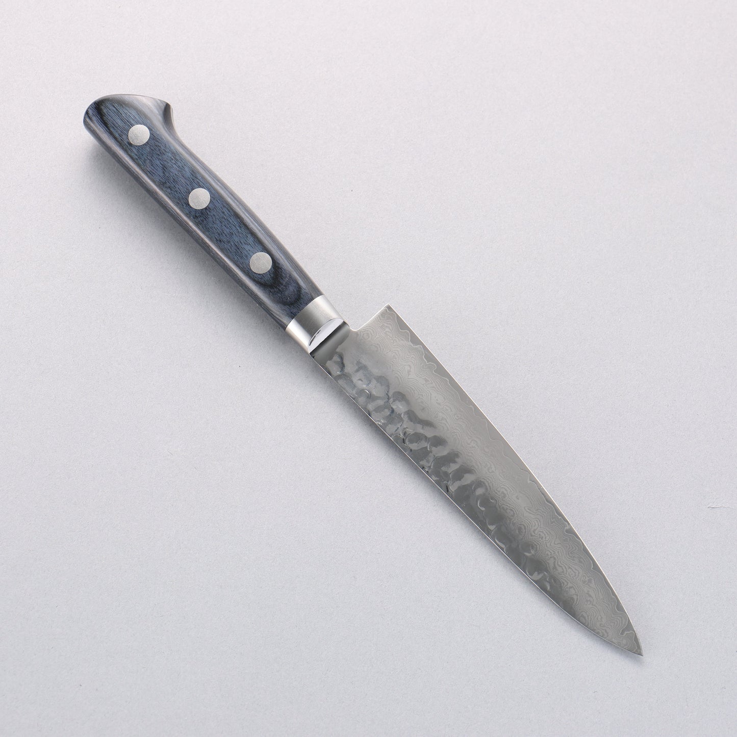 清助 青雲 VG10 33層 ダマスカス ペティーナイフ 和包丁 135mm 合板 (紺色)柄 鞘付き - 清助刃物