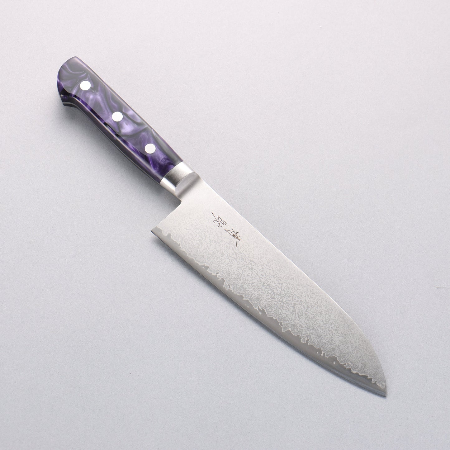 清助 V金5号 ダマスカス 三徳包丁 175mm 紫マーブル樹脂柄 - 清助刃物