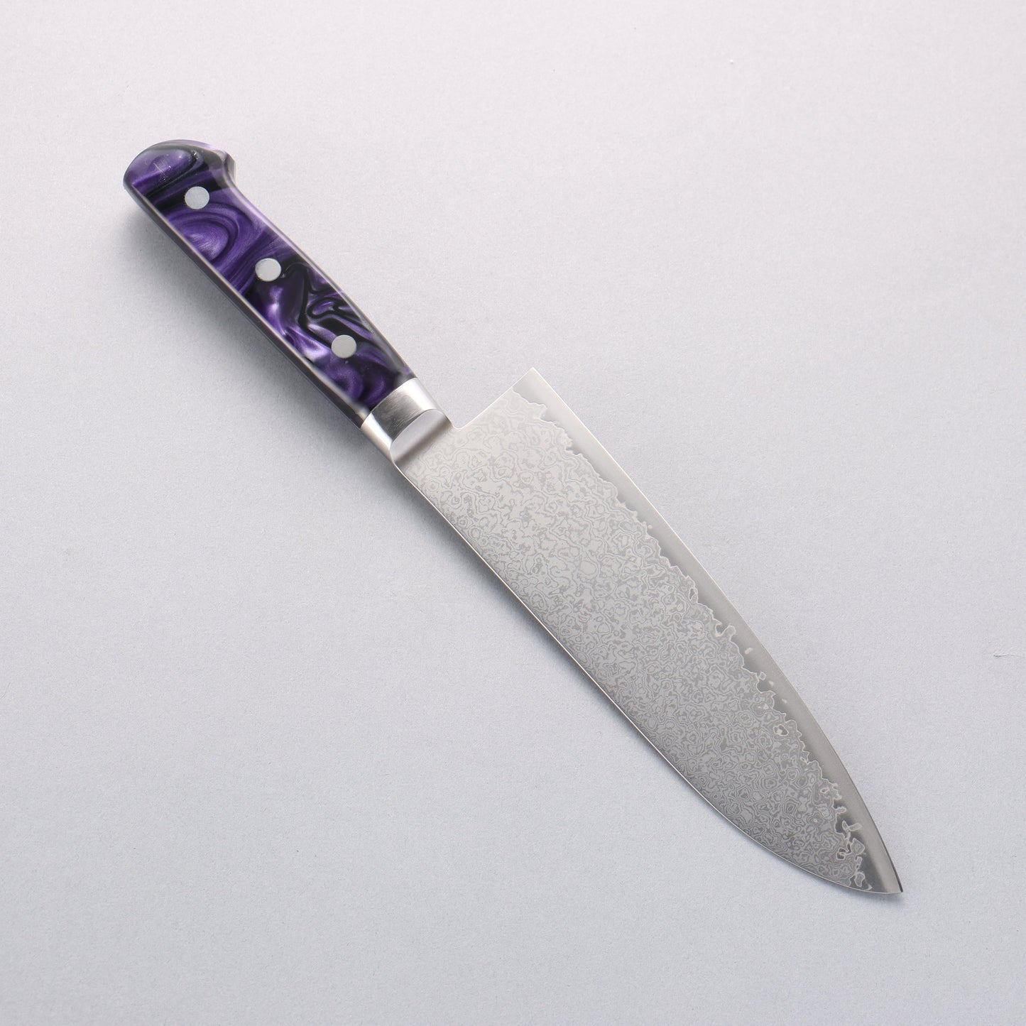 清助 V金5号 ダマスカス 三徳包丁 175mm 紫マーブル樹脂柄 - 清助刃物
