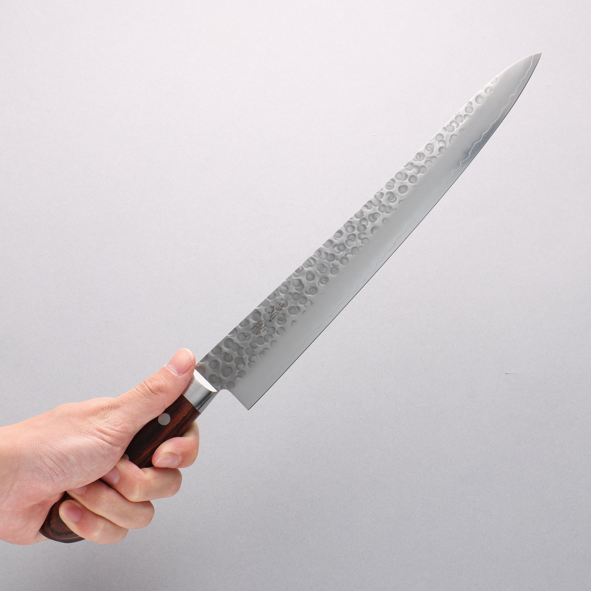 清助 スウェーデン鋼 鎚目 筋引包丁 270mm マホガニー柄 - 清助刃物