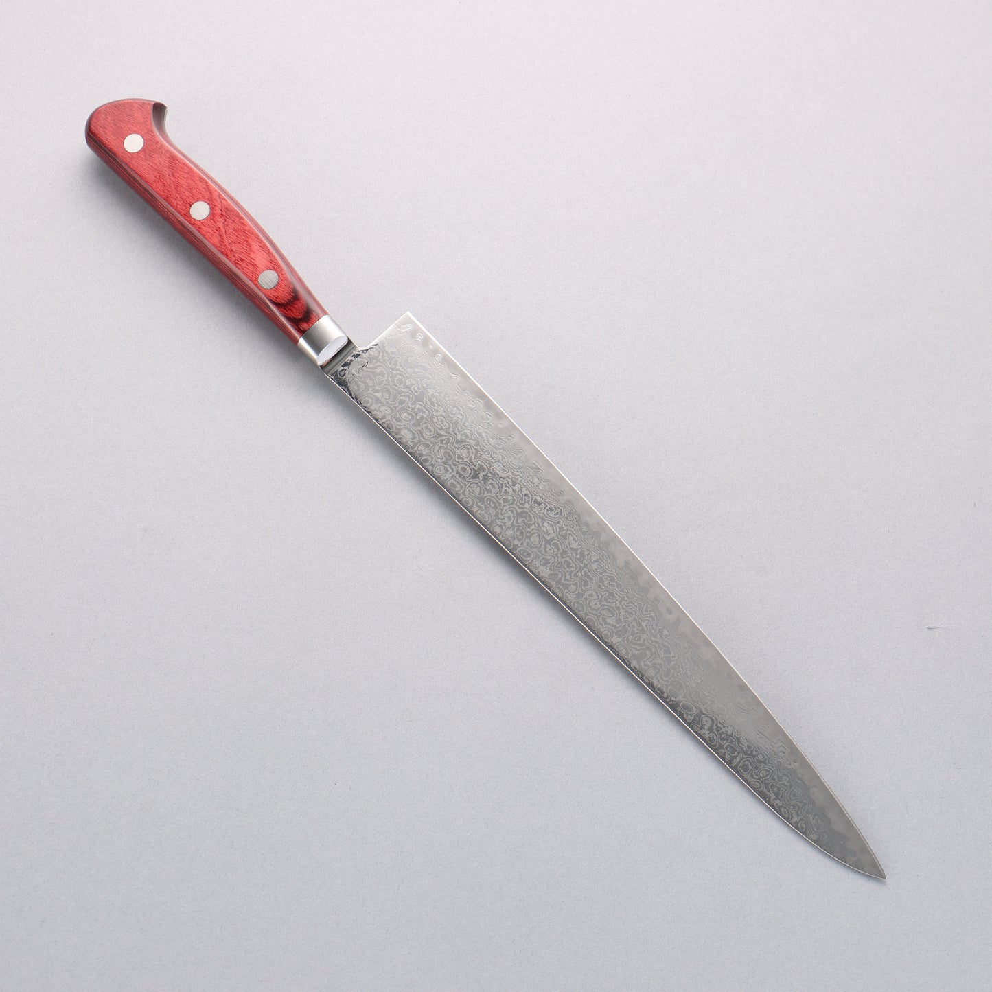清助 AUS10 ダマスカス 筋引包丁 240mm 赤合板柄 - 清助刃物
