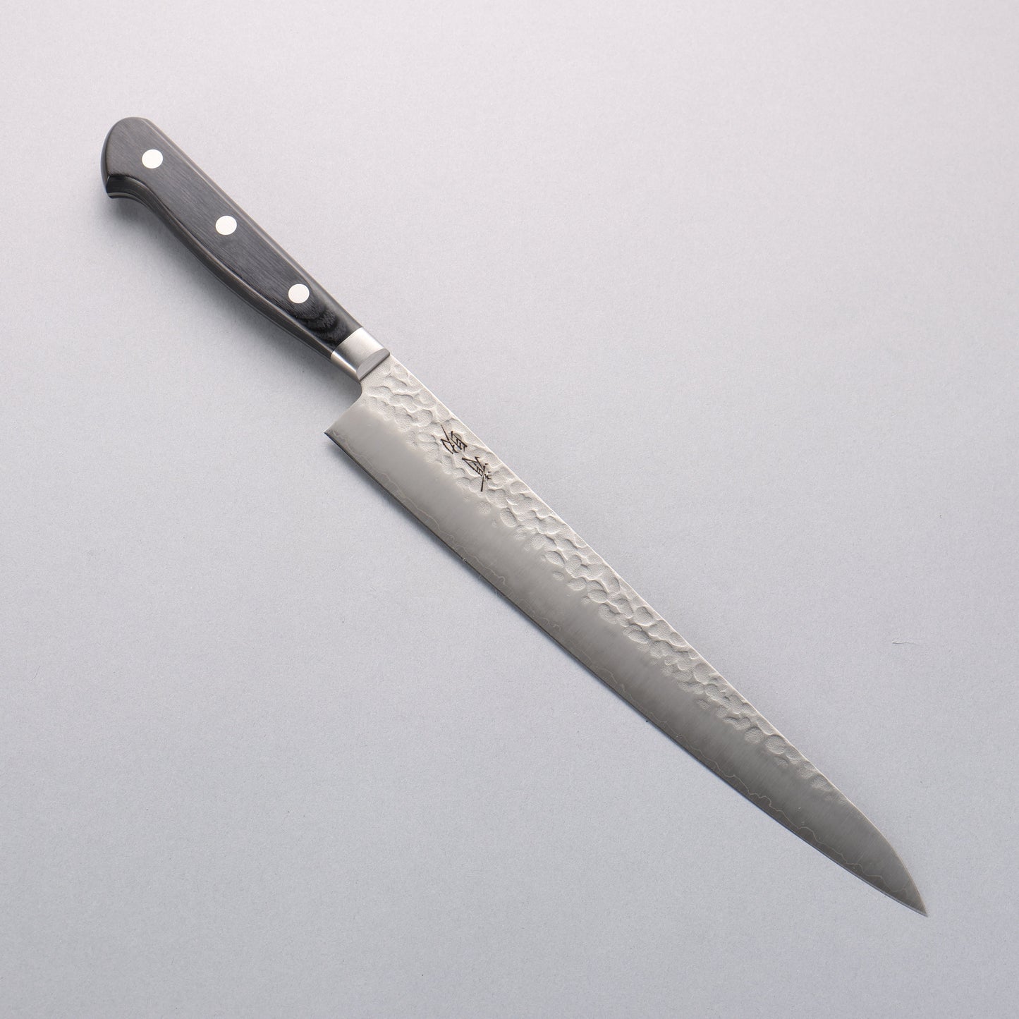 清助 AUS8 鎚目 筋引包丁 240mm 黒合板柄 - 清助刃物