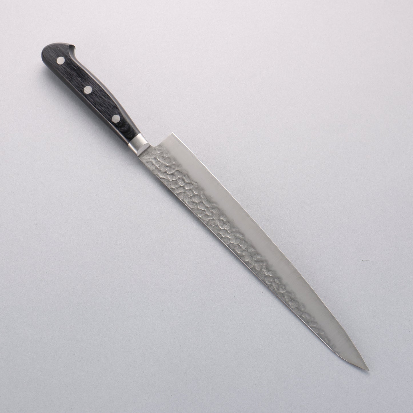 清助 AUS8 鎚目 筋引包丁 240mm 黒合板柄 - 清助刃物