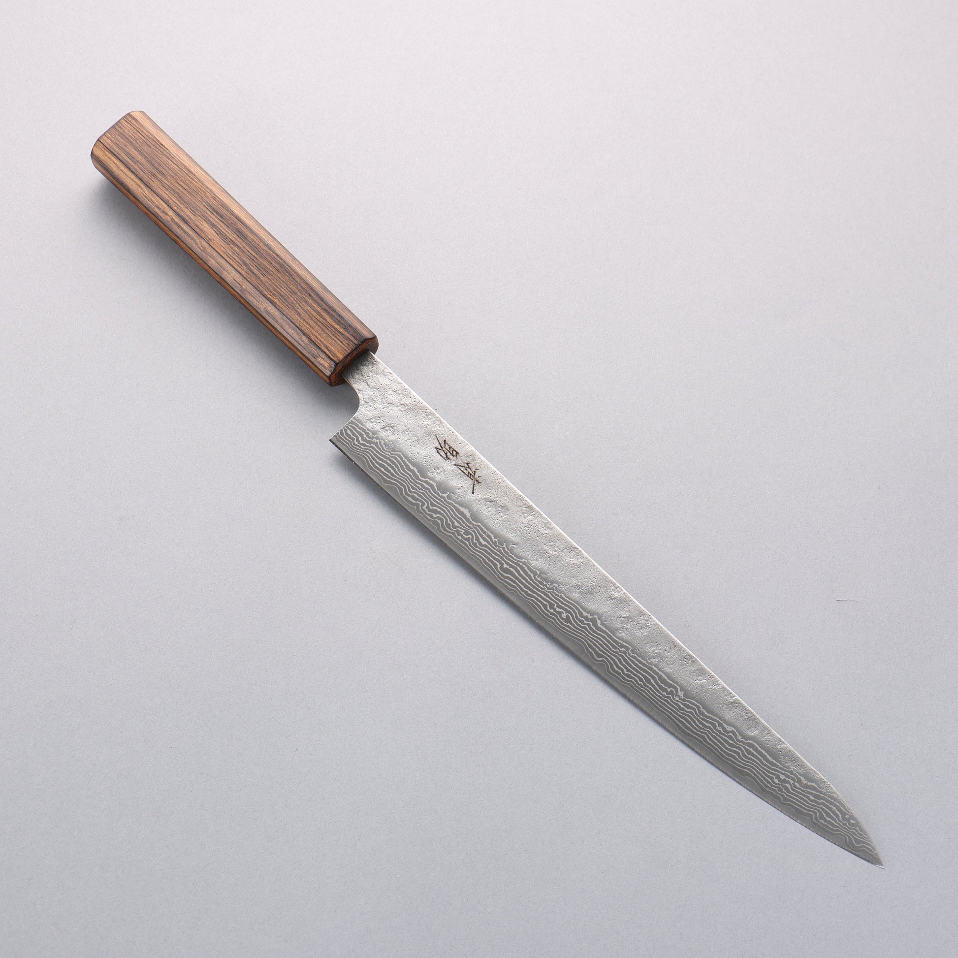 清助 ステンレス 440C 鎚目 ダマスカス 筋引包丁 240mm 樫柄 - 清助刃物