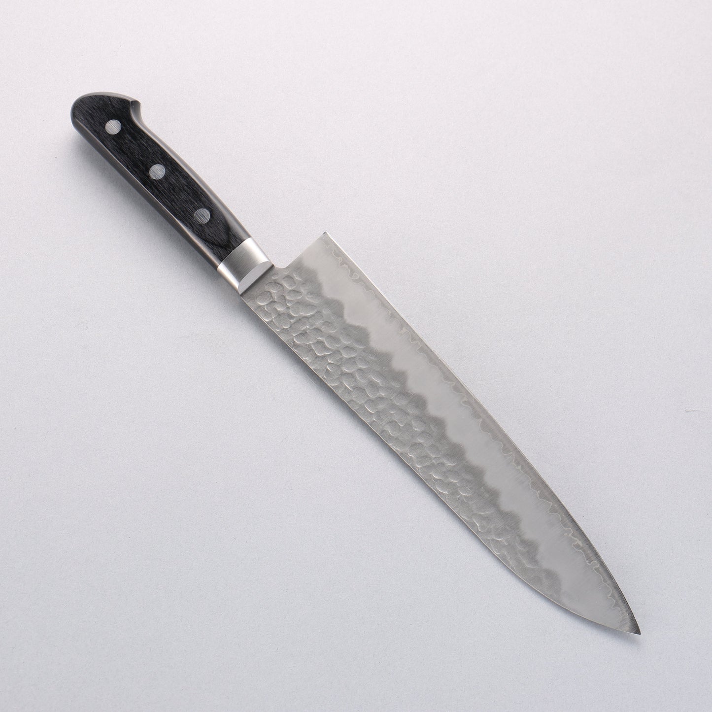 清助 AUS8 鎚目 牛刀包丁 210mm 黒合板柄 - 清助刃物