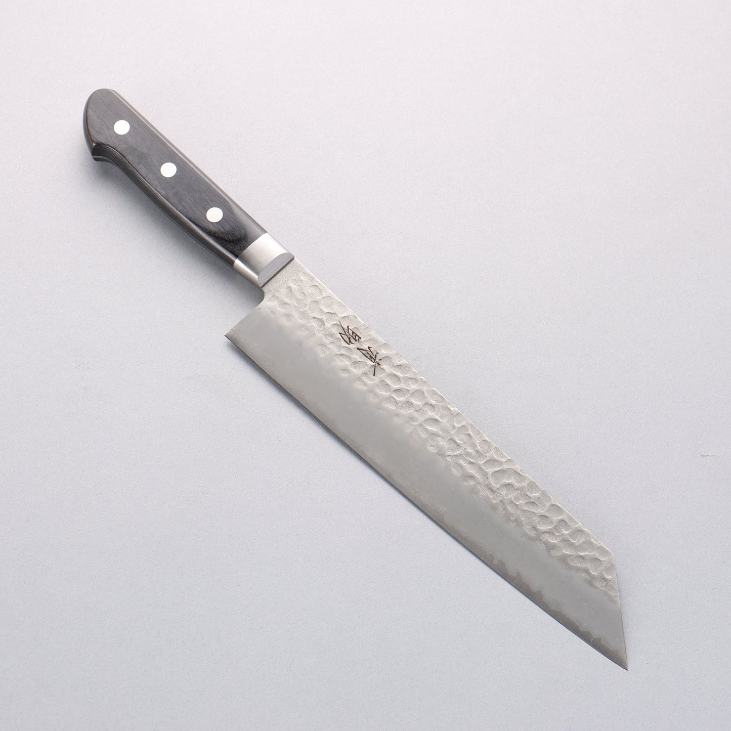 清助 AUS8 鎚目 切付牛刀包丁 210mm 黒合板柄 - 清助刃物