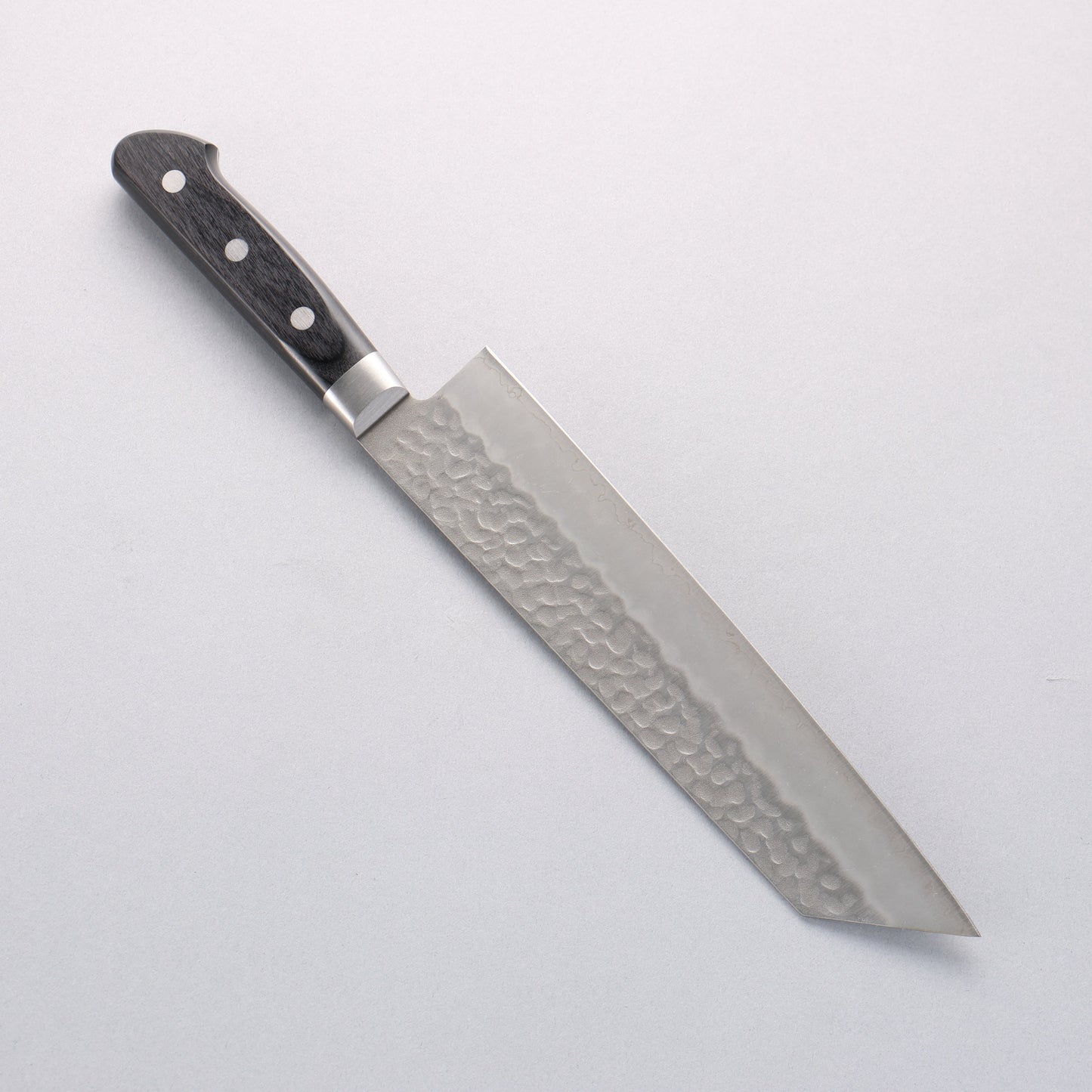 清助 AUS8 鎚目 切付牛刀包丁 210mm 黒合板柄 - 清助刃物