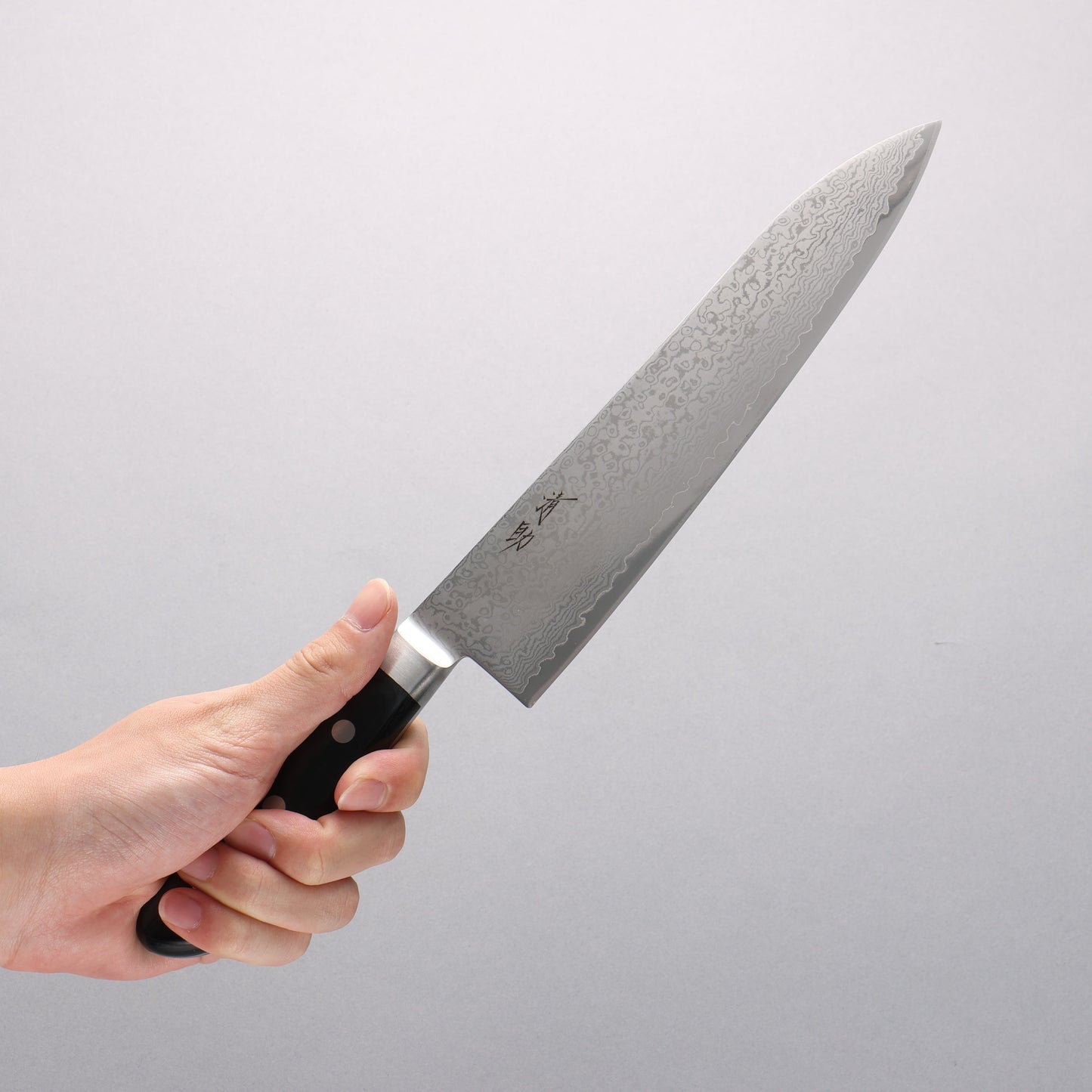 清助 VG10 33層 ダマスカス 牛刀包丁 210mm 黒合板柄 - 清助刃物