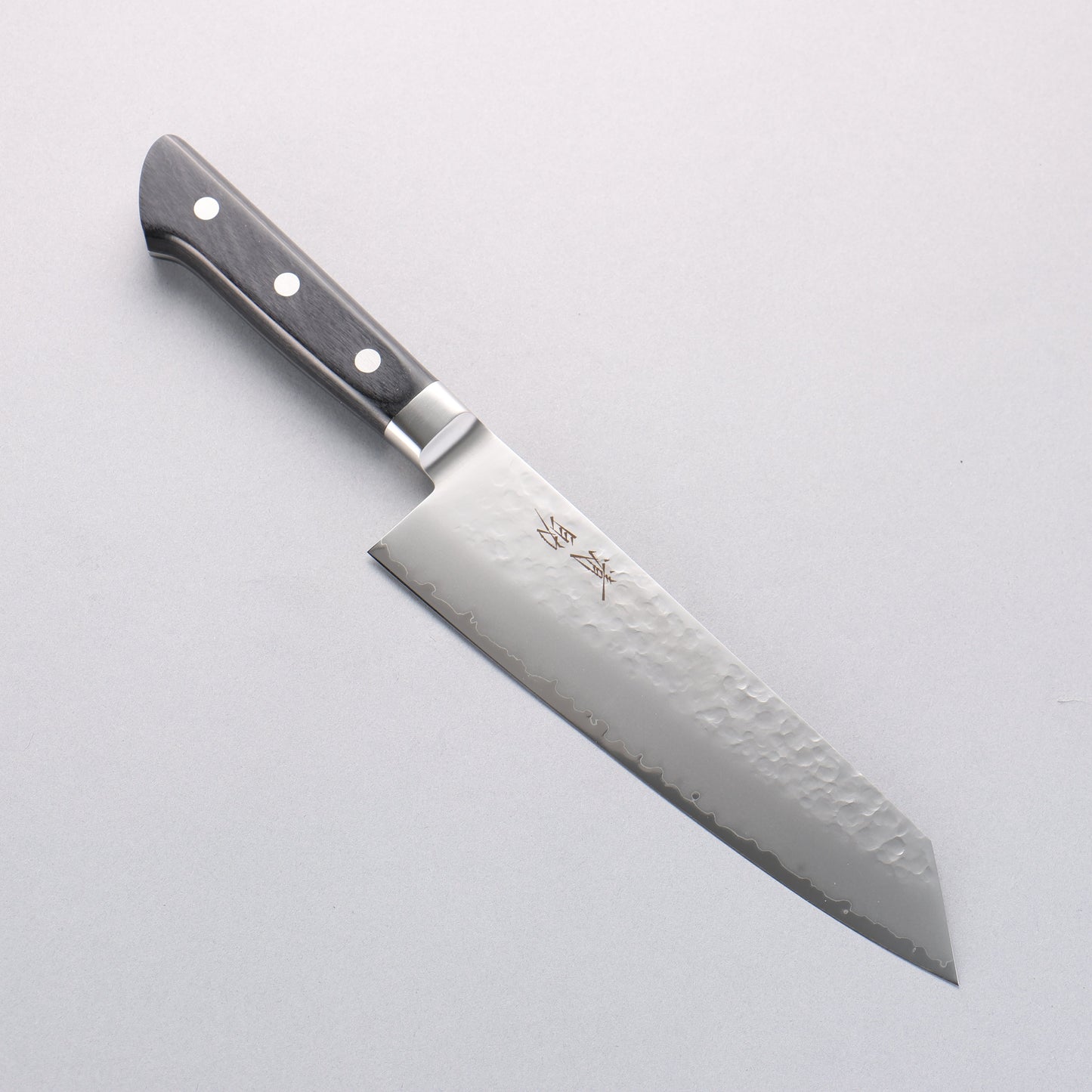 清助 V金5号 鎚目 霞研 切付三徳包丁 190mm 黒合板柄 - 清助刃物