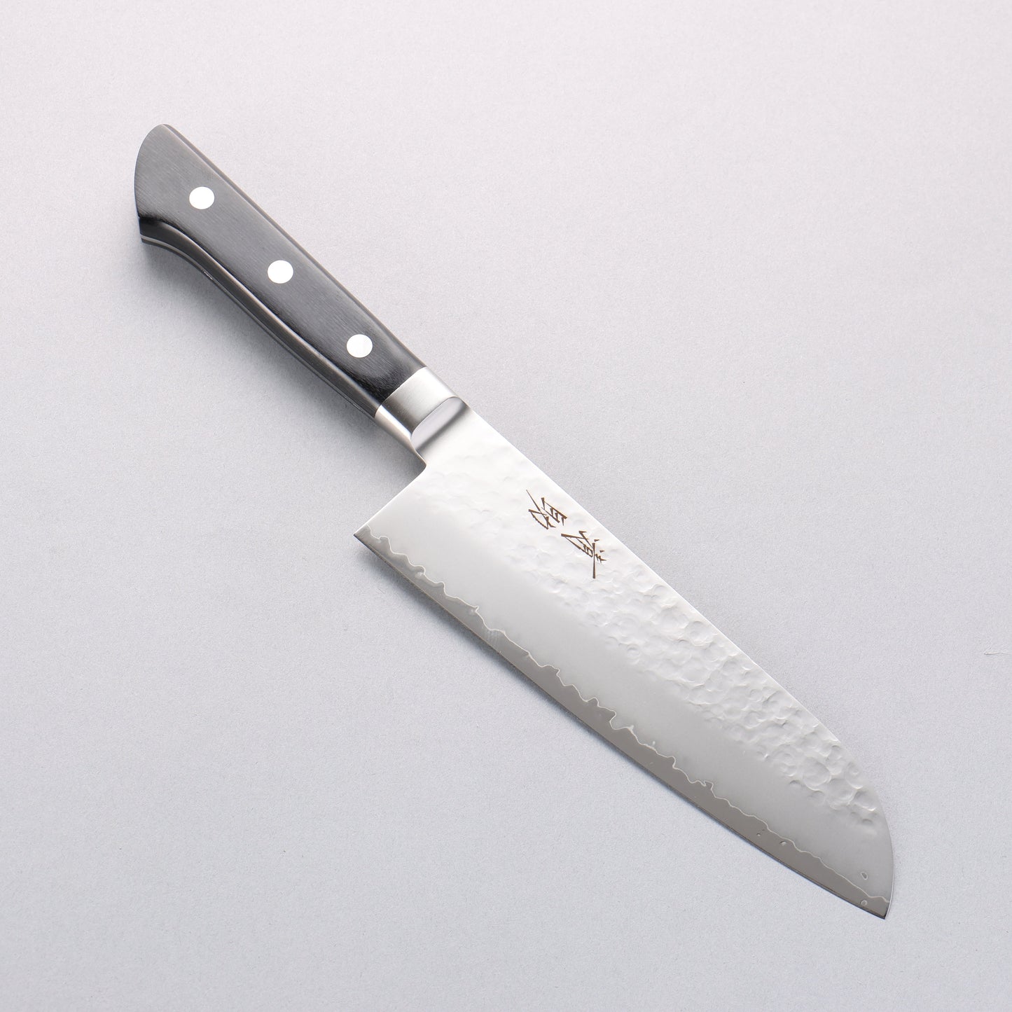 清助 V金5号 鎚目 霞研 三徳包丁 175mm 黒合板柄 - 清助刃物